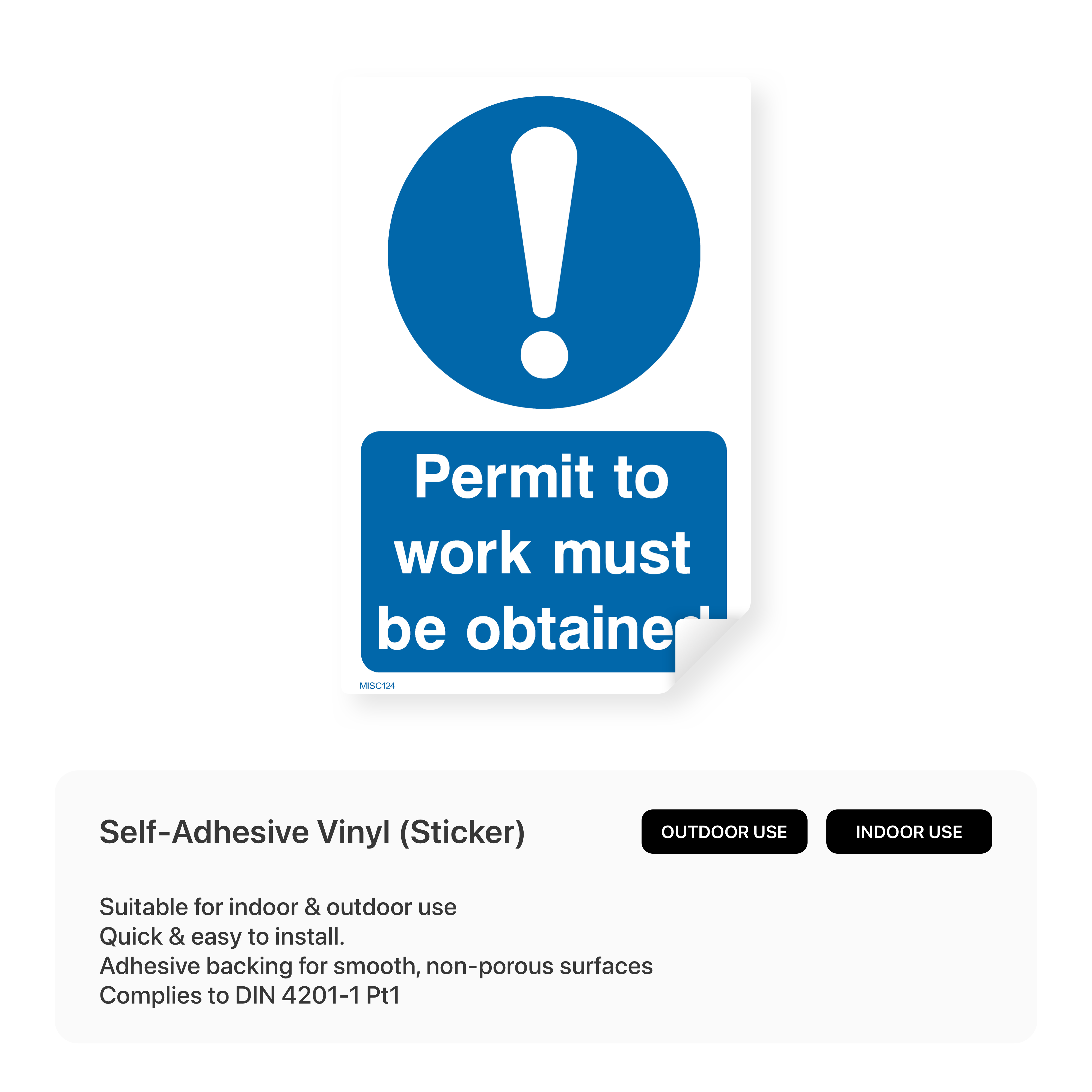 Sign indicating a permit to work is required.