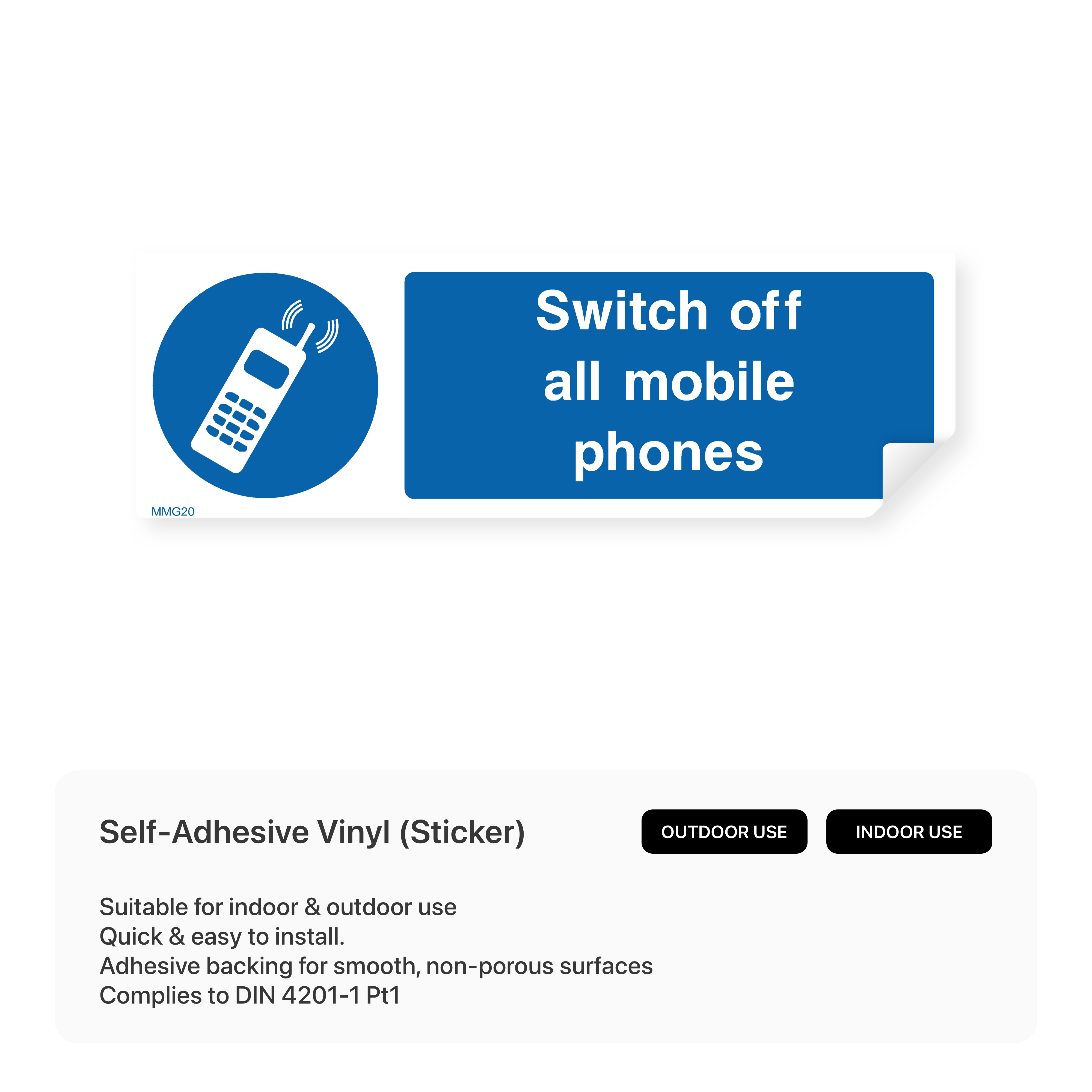 Rectangle sign instructing to switch off mobile phones.