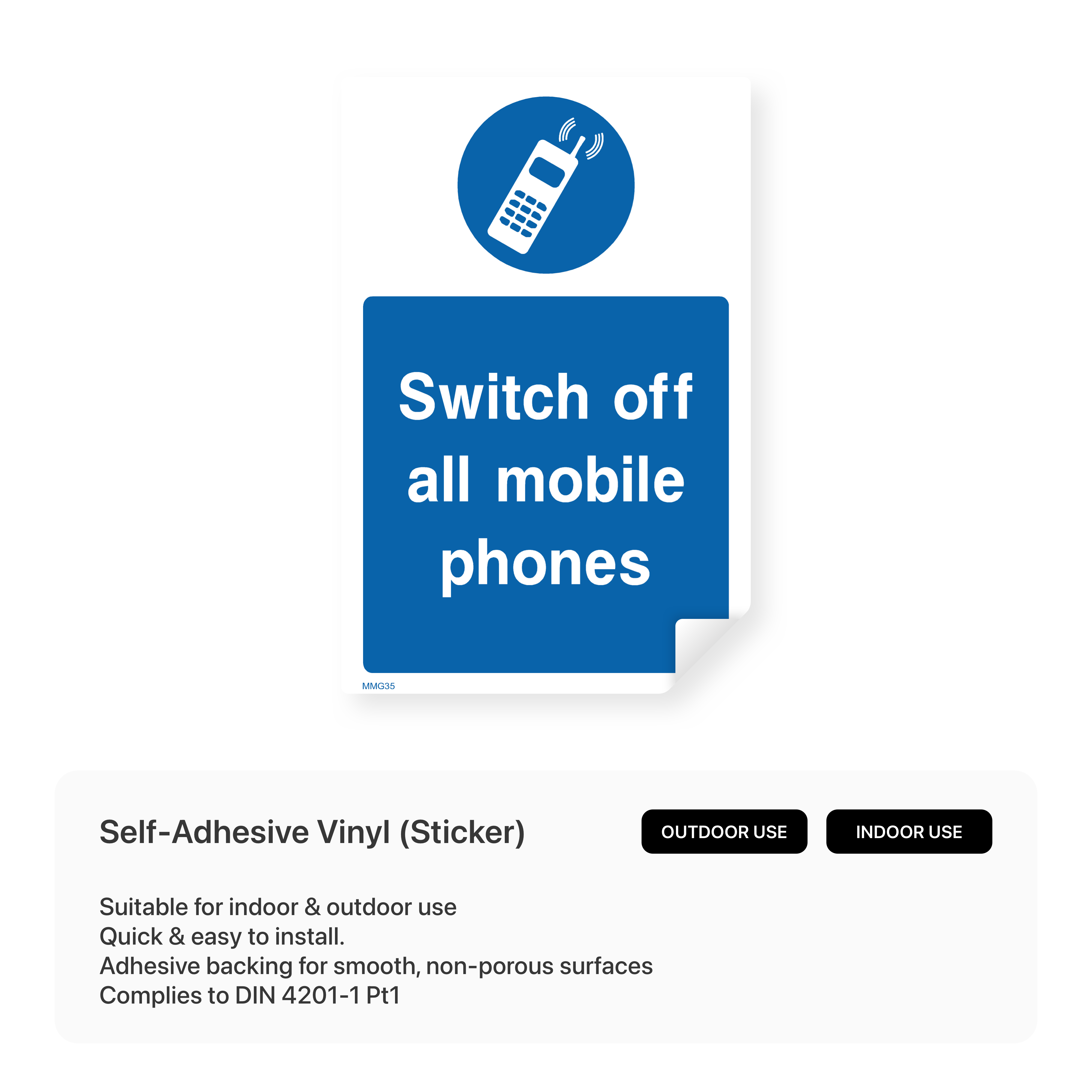 Portrait sign instructing to switch off mobile phones.