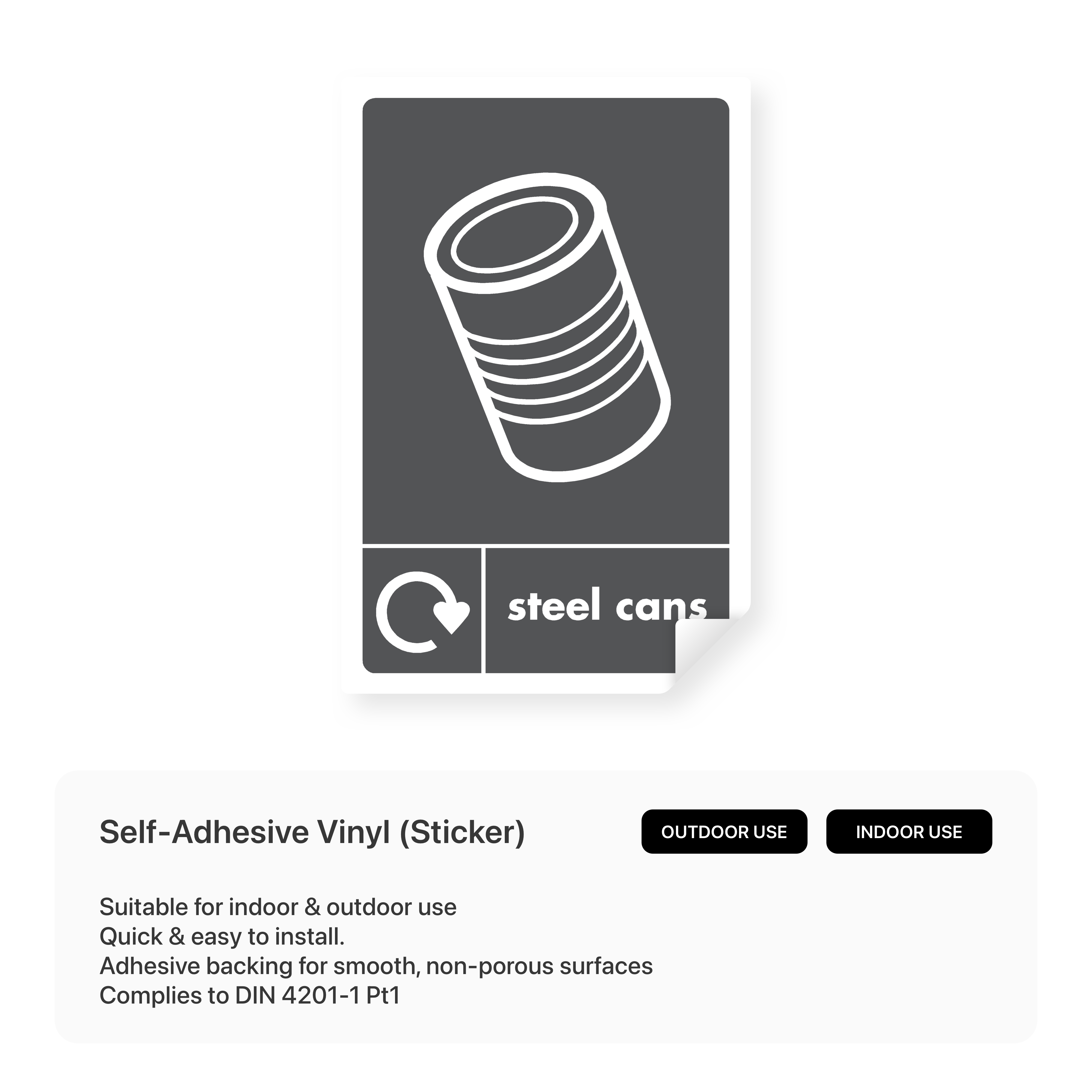 Recycling Sign for Steel Cans (Portrait)