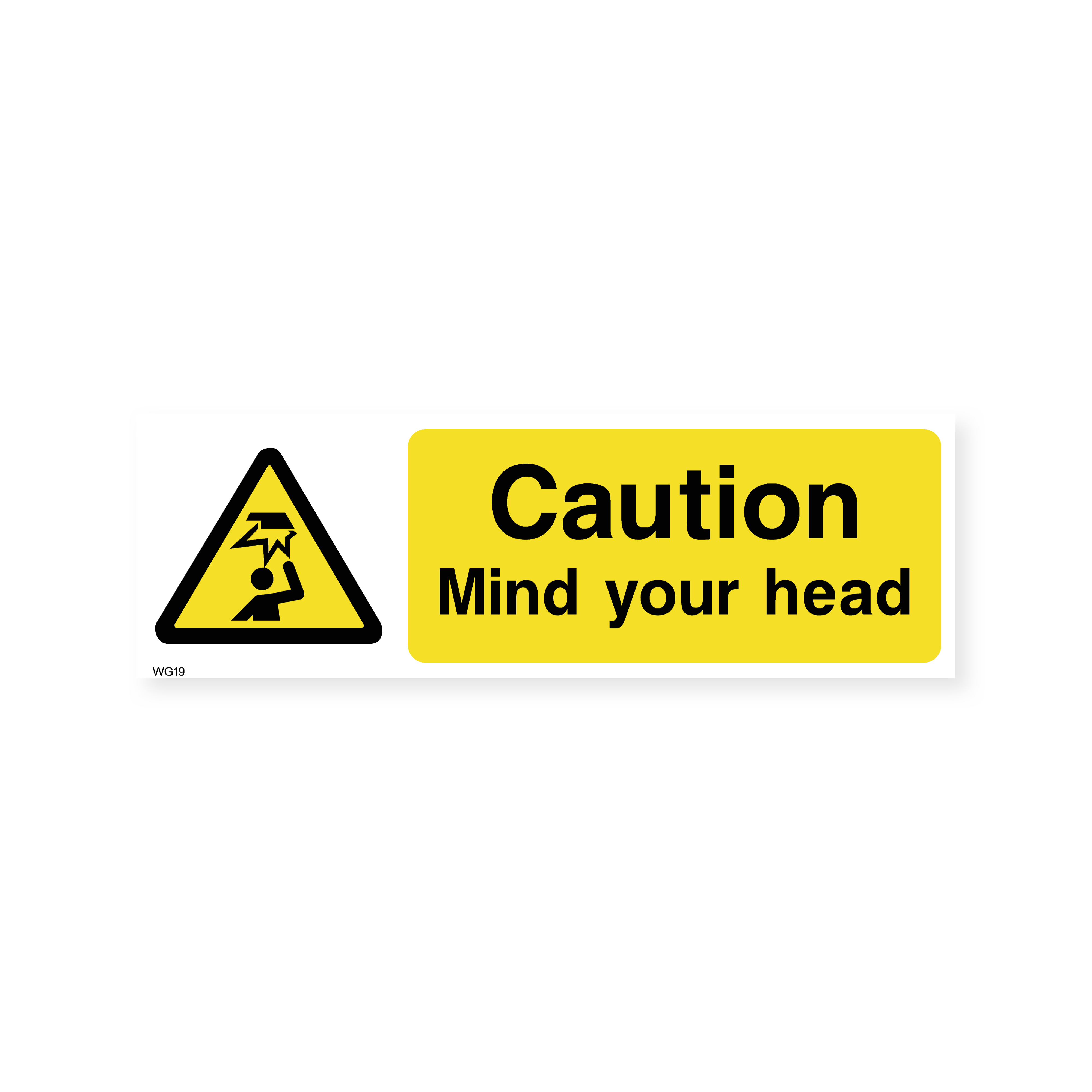 Vsafety Cartello 'Pericolo - Attenti Alla Testa' 450x150 Mm, Plastica 2 Mm, Norma EN ISO 7010 - 3