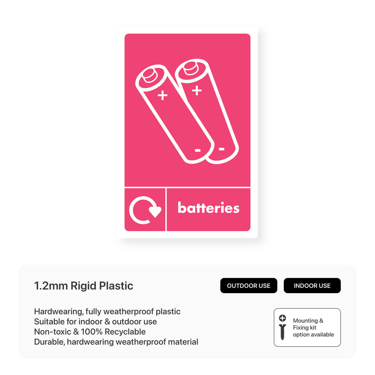 Batteries Recycling - Portrait Sign – Safety Signs & Stickers