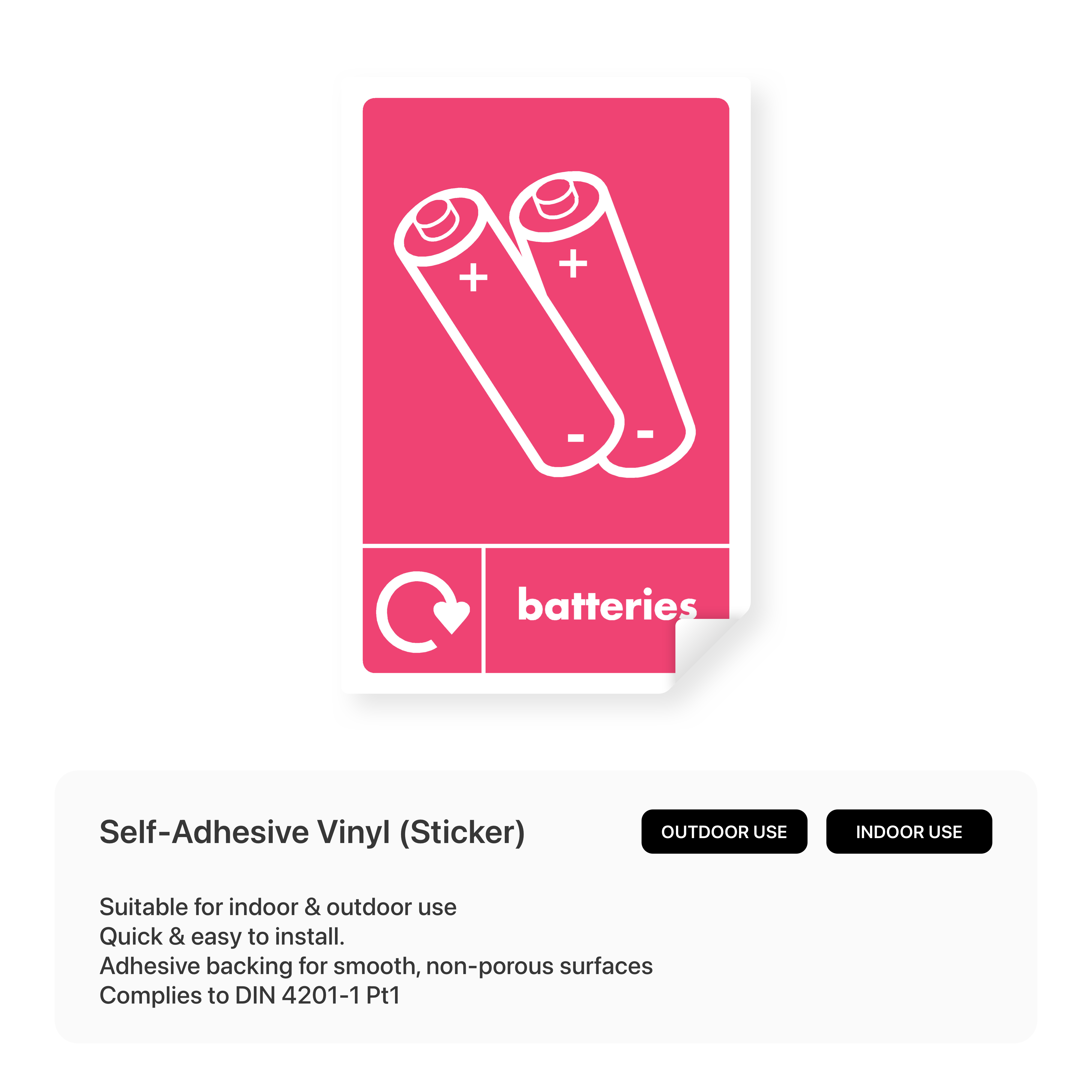 Batteries Recycling - Portrait Sign – Safety Signs & Stickers