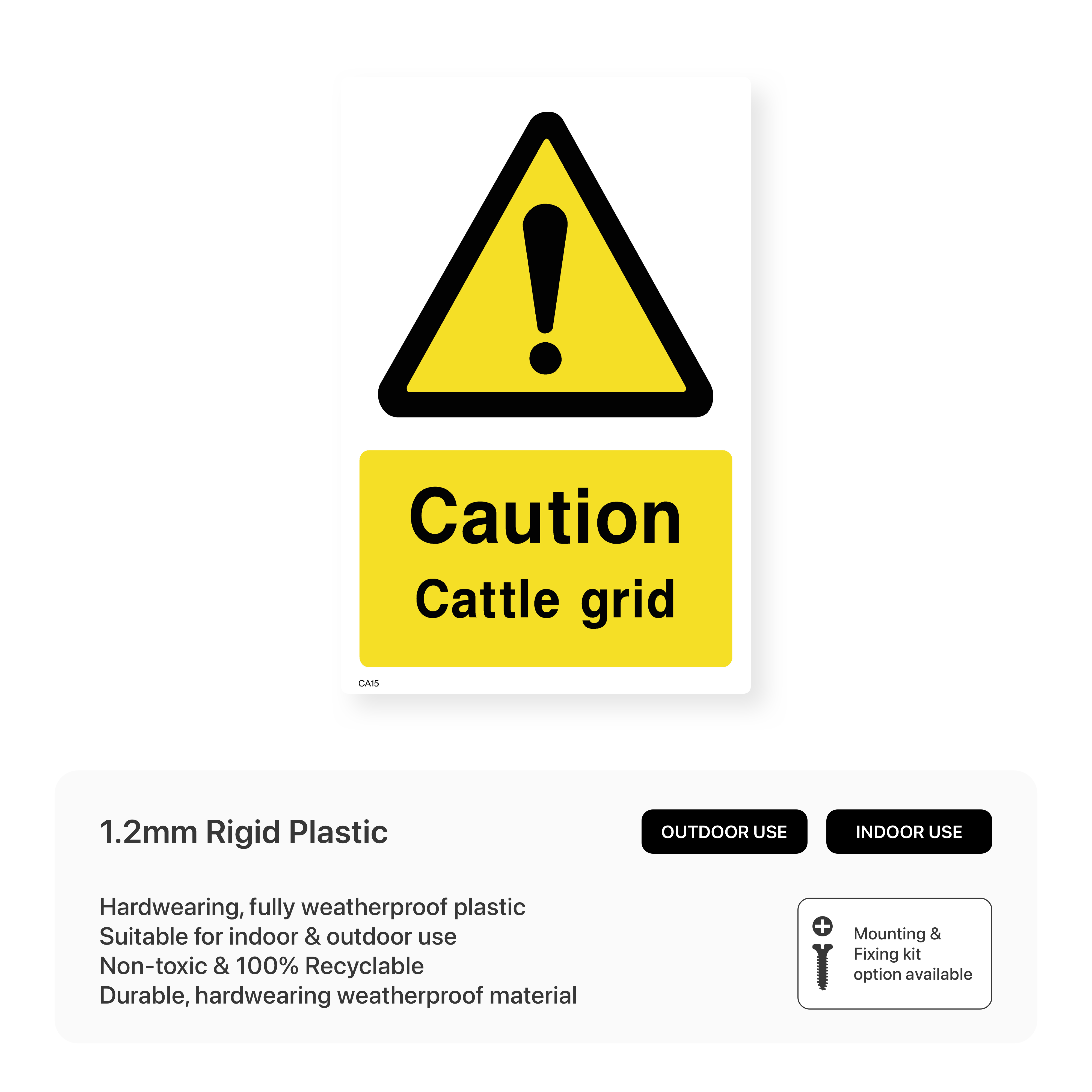 Caution Cattle Grid Sign – Safety Signs & Stickers