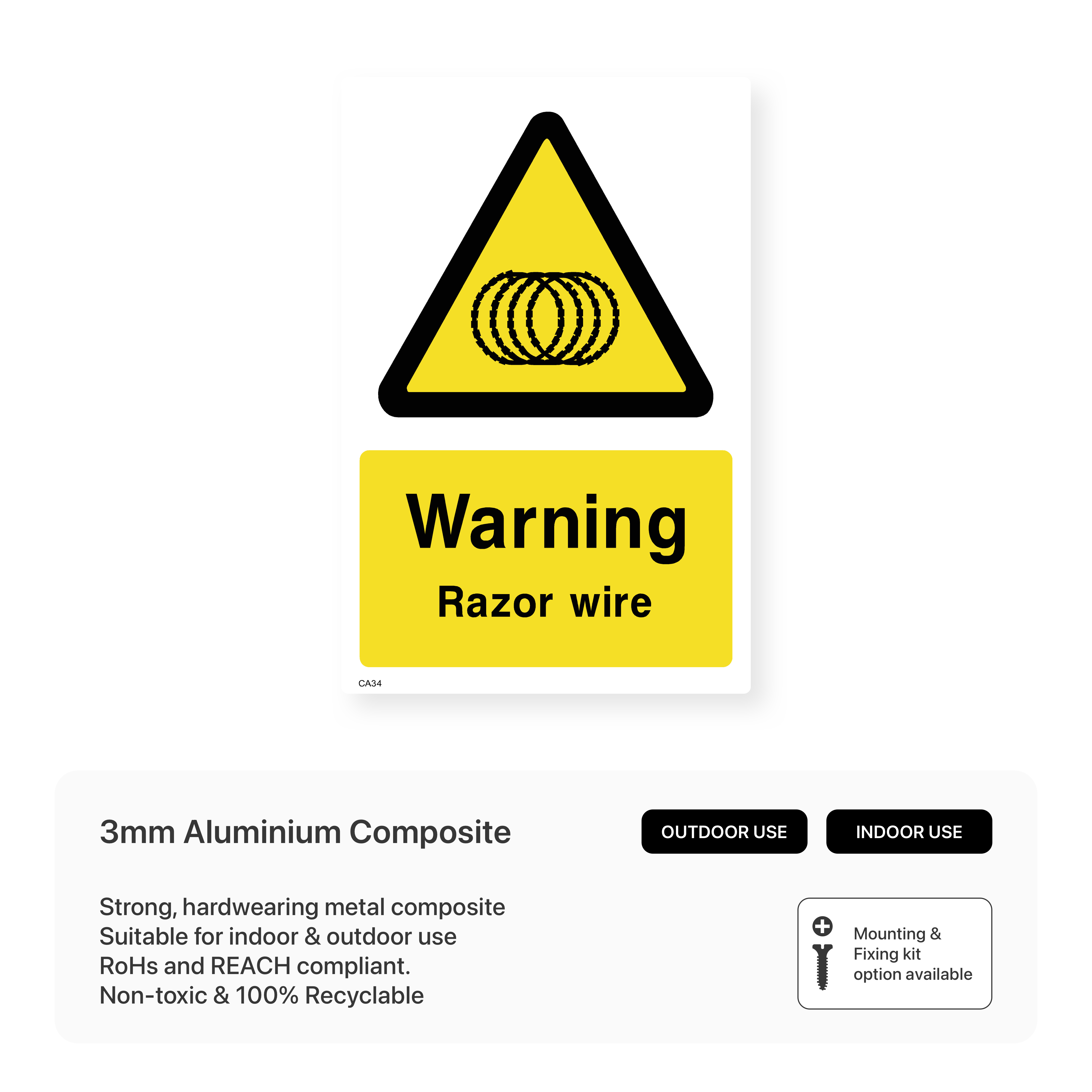 Razor Wire Warning Sign – Safety Signs & Stickers