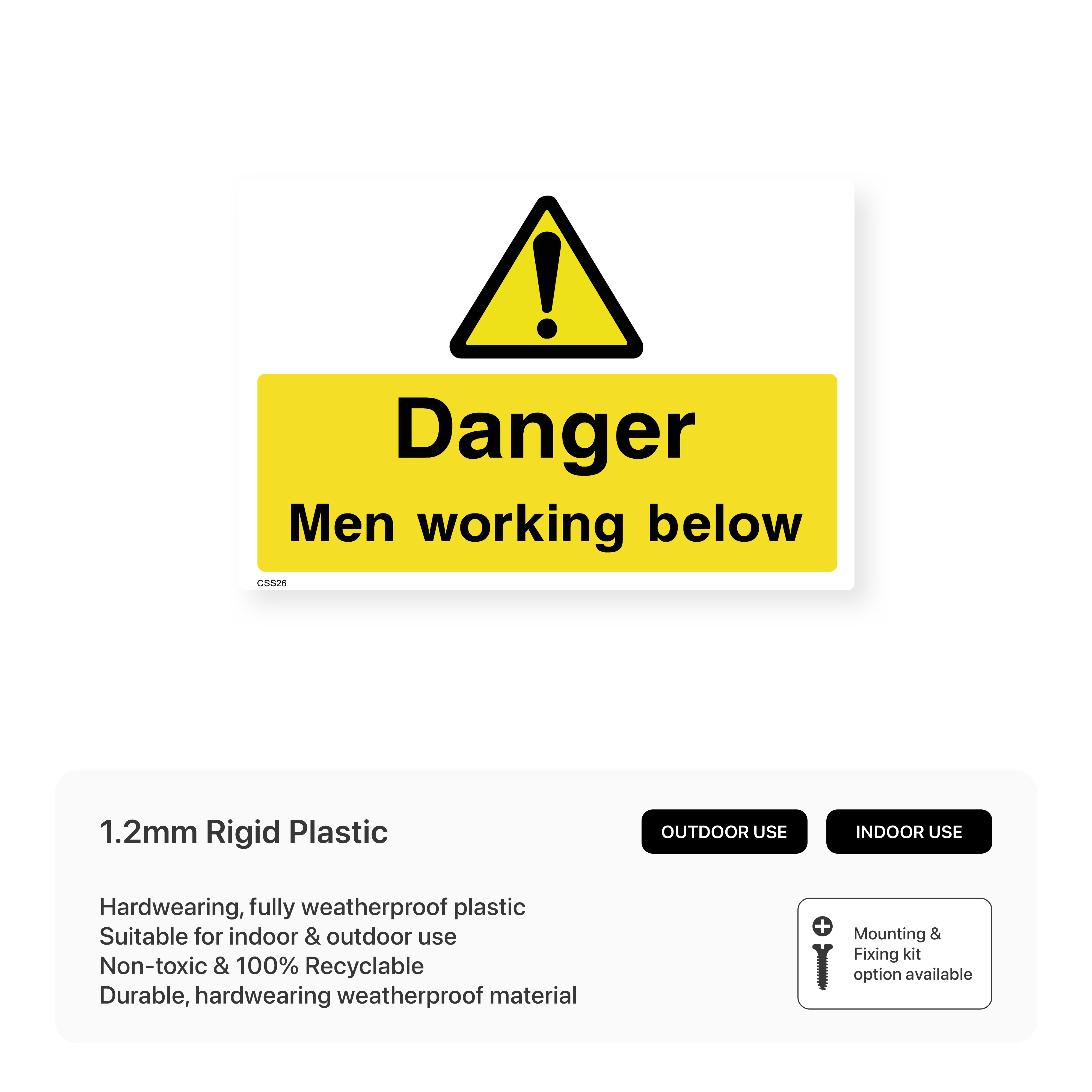 Danger Men Working Below Sign – Safety Signs & Stickers