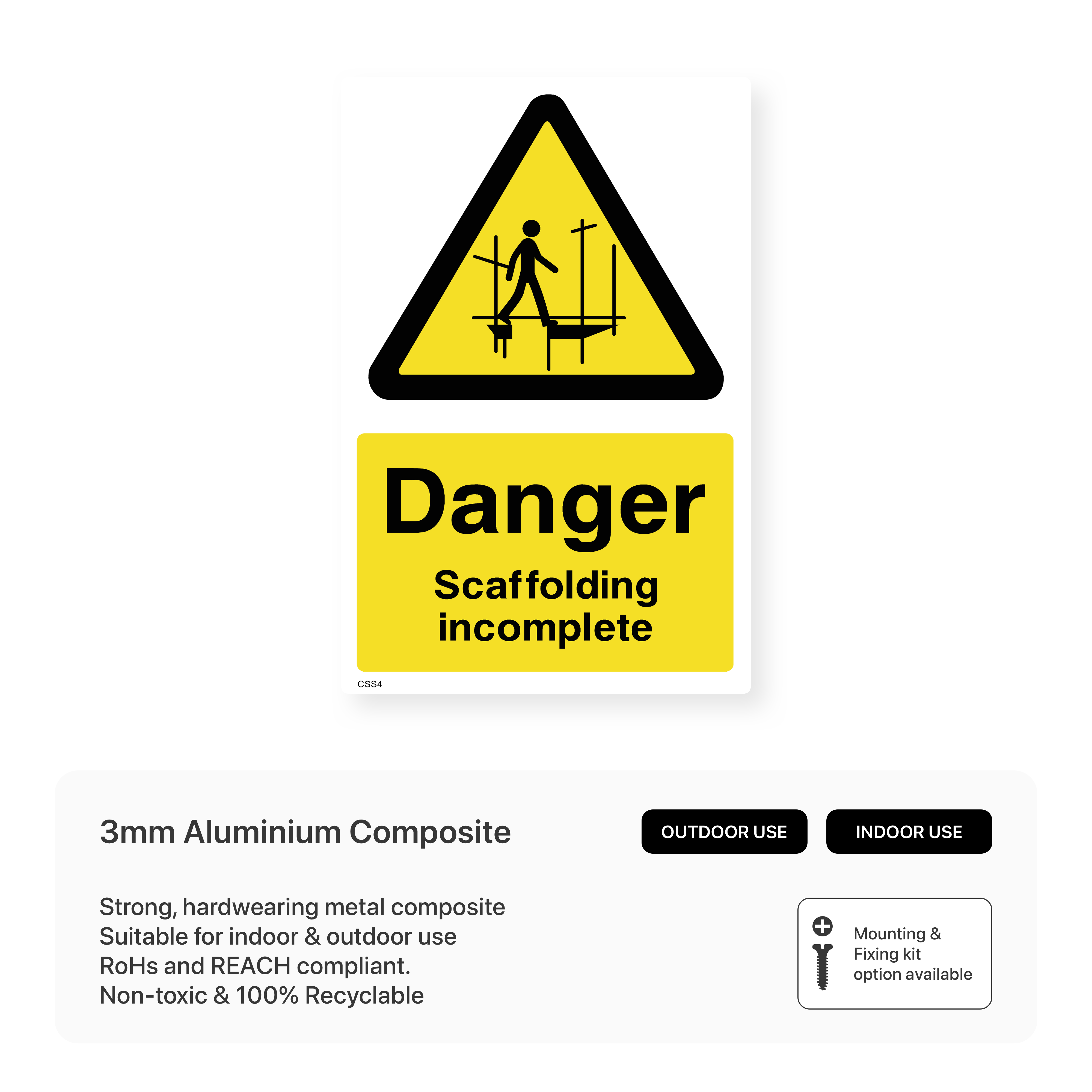 Scaffold Training Sticker Danger Scaffolding Incomplete Sign – Safety Signs & Stickers