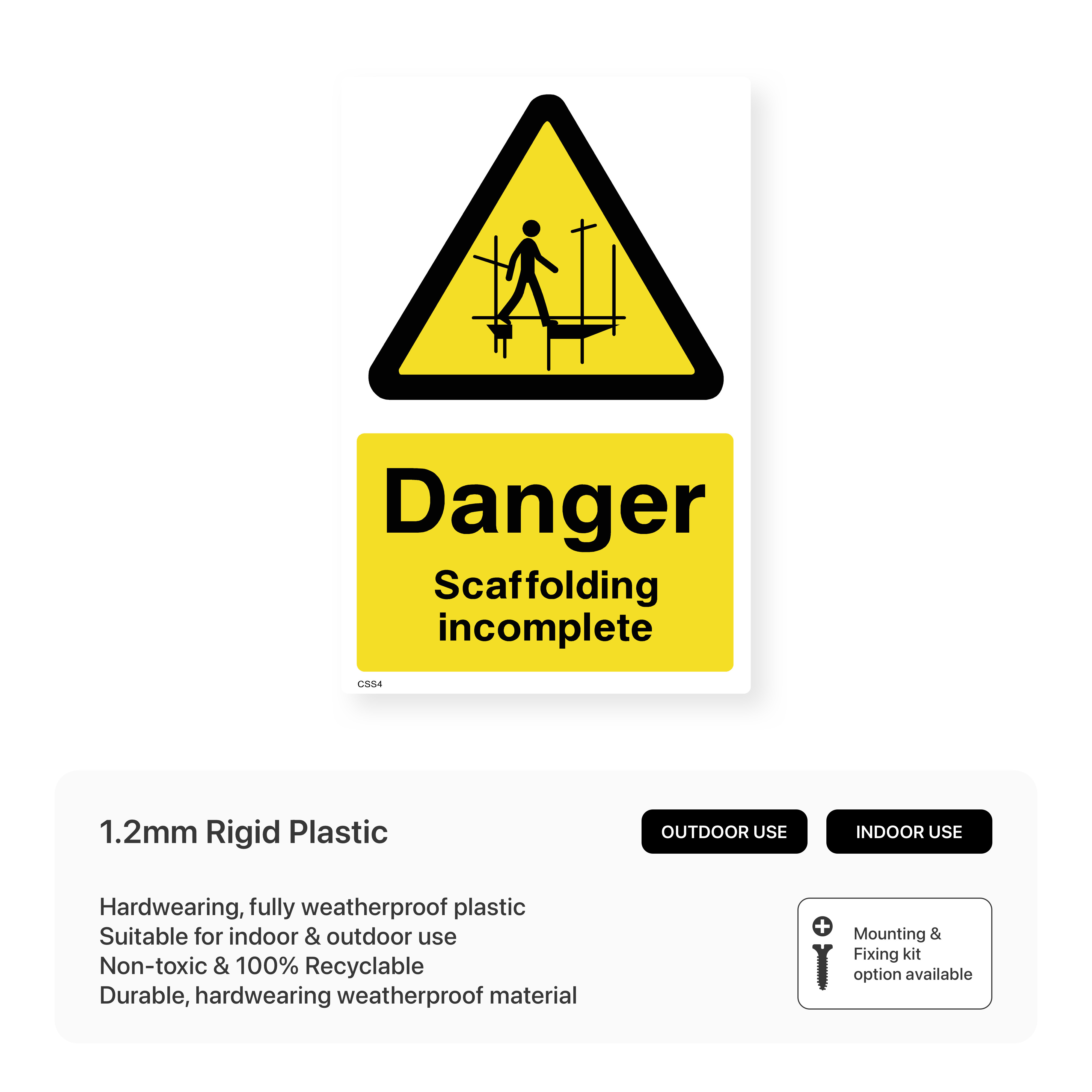 Danger Scaffolding Incomplete Sign – Safety Signs & Stickers