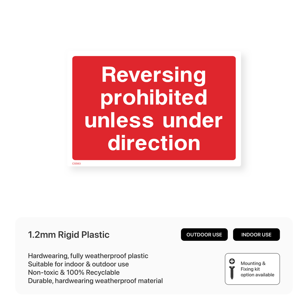 Prohibited Direction Sign Reversing Prohibited Unless Under Direction Sign – Safety Signs & Stickers