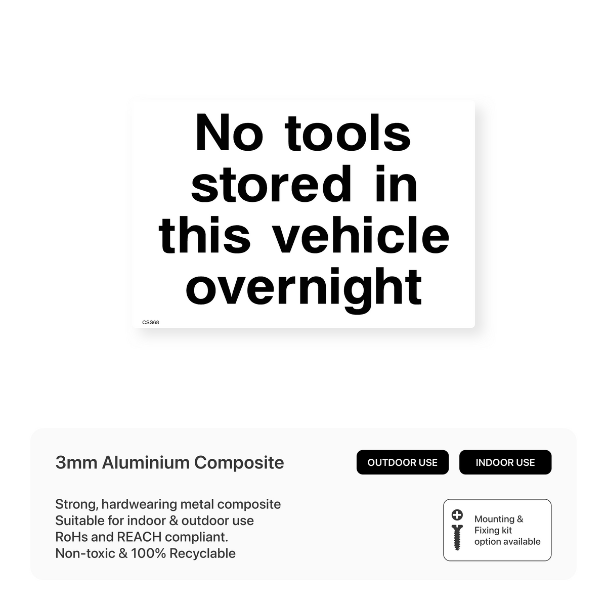 No Tools Label No Tools Stored in This Vehicle Overnight Sign – Safety Signs & Stickers