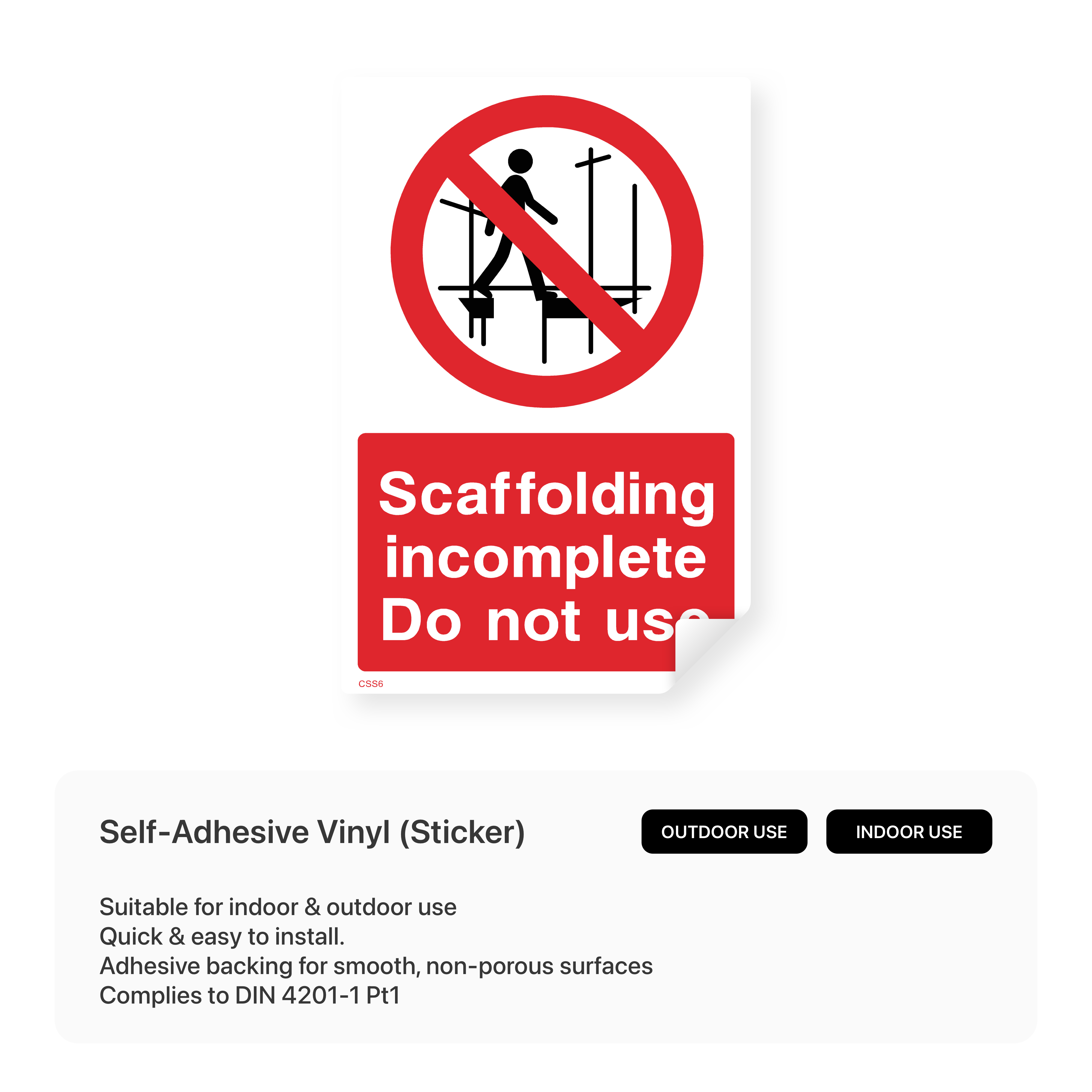 Scaffolding Incomplete - Do Not Use Sign – Safety Signs & Stickers