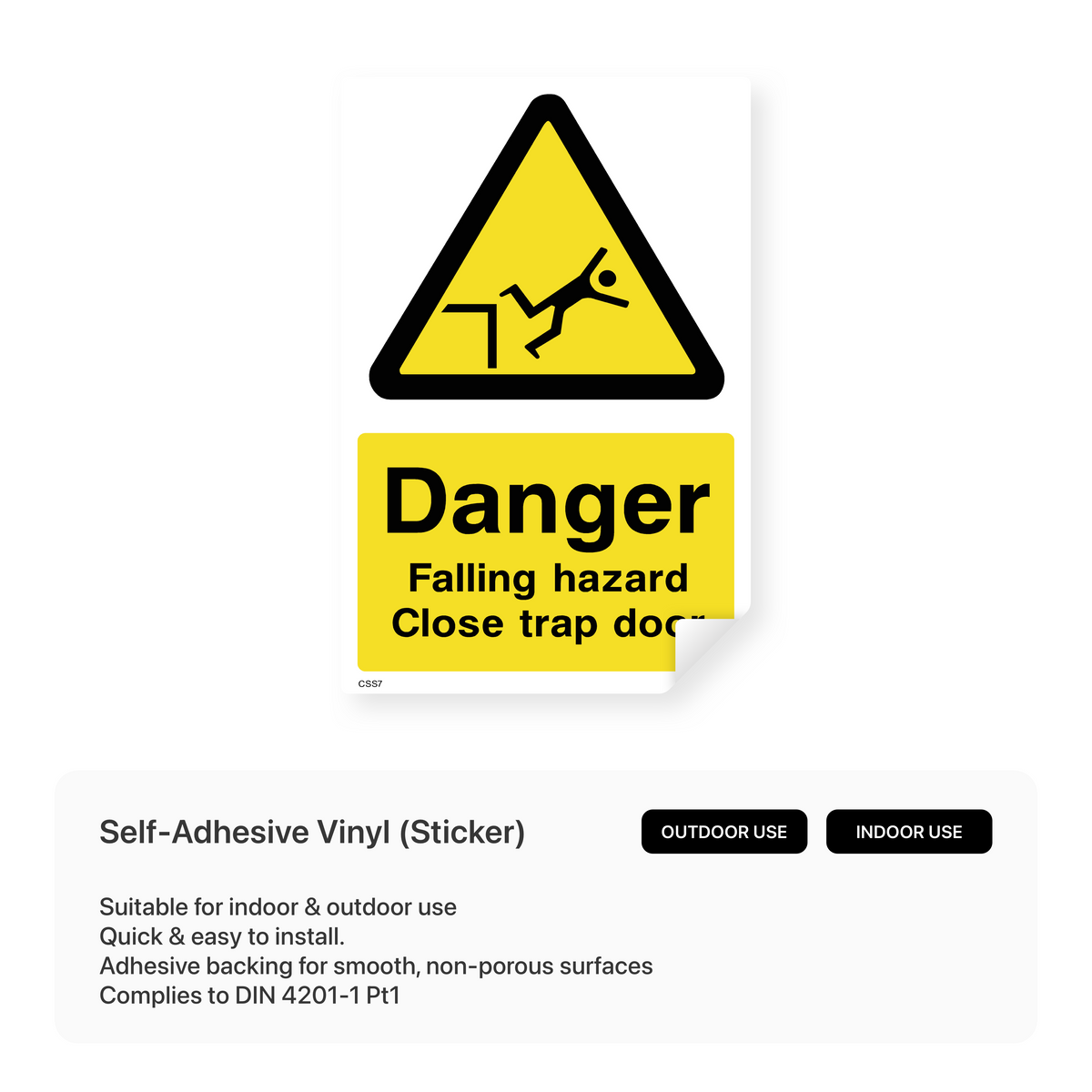 Falling Load Stickers Danger Falling Hazard - Close Trap Door Sign – Safety Signs & Stickers