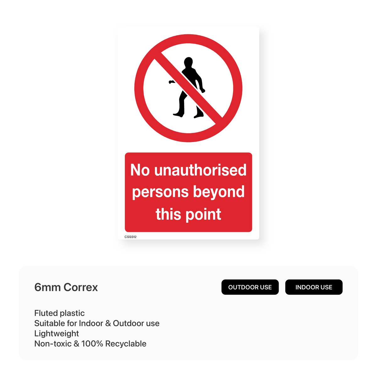 Unauthorised Sticker No Unauthorised Persons Beyond This Point Sign – Safety Signs & Stickers