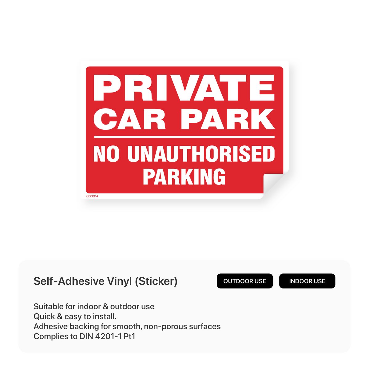 Unauthorised Sticker Private Car Park - No Unauthorised Parking Sign – Safety Signs & Stickers