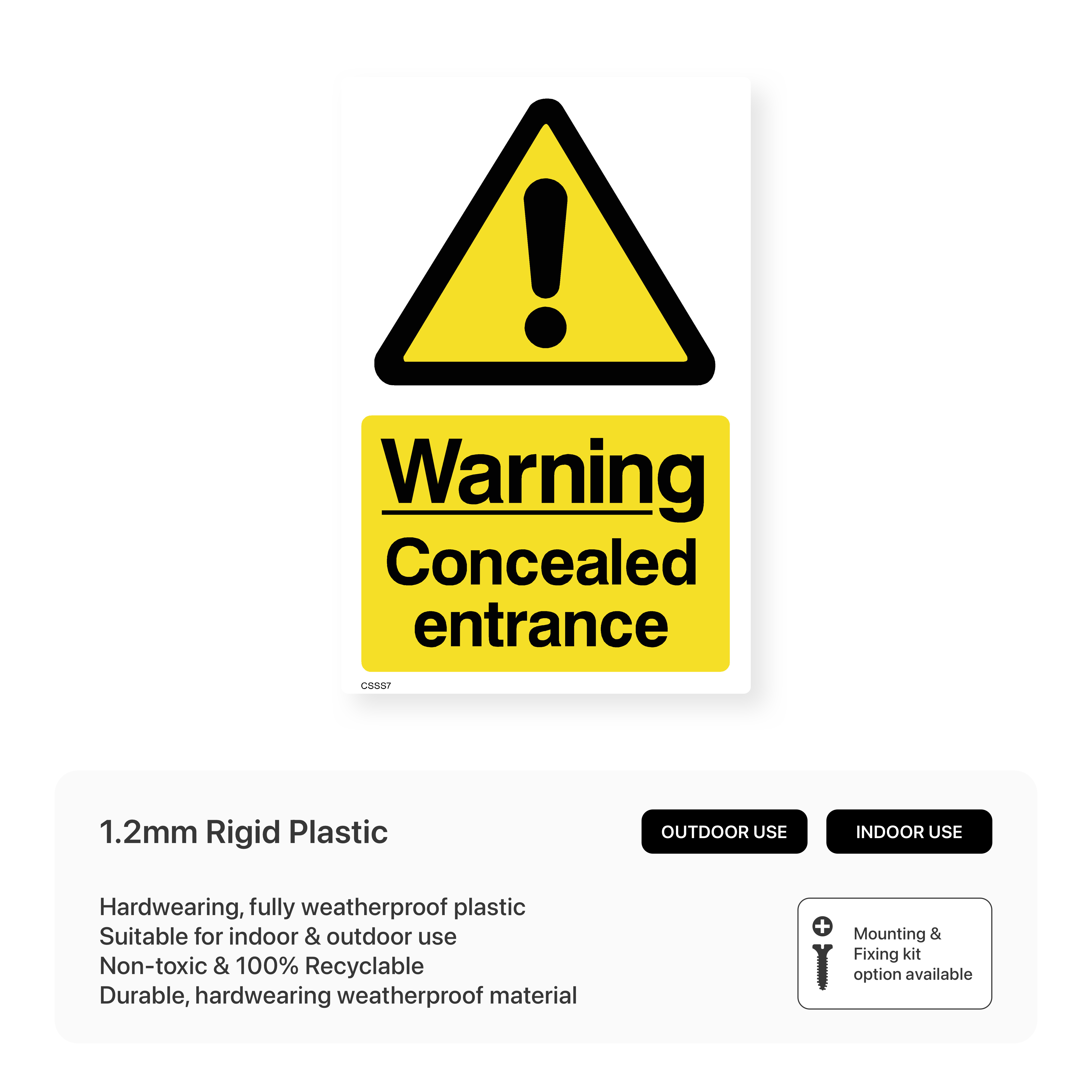 Warning Concealed Entrance Sign – Safety Signs & Stickers