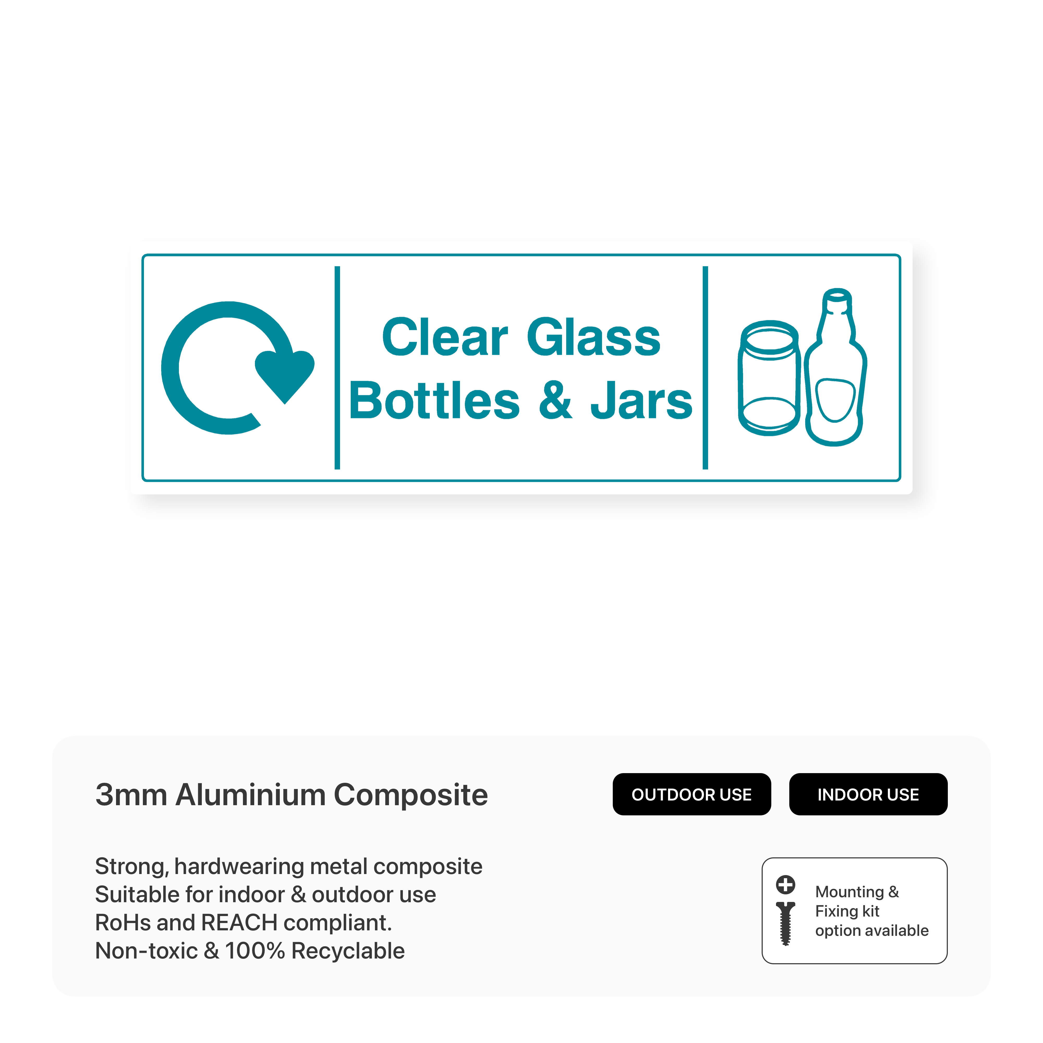 Clear Glass Bottles & Jars Recycling - Safety Sign – Safety Signs ...