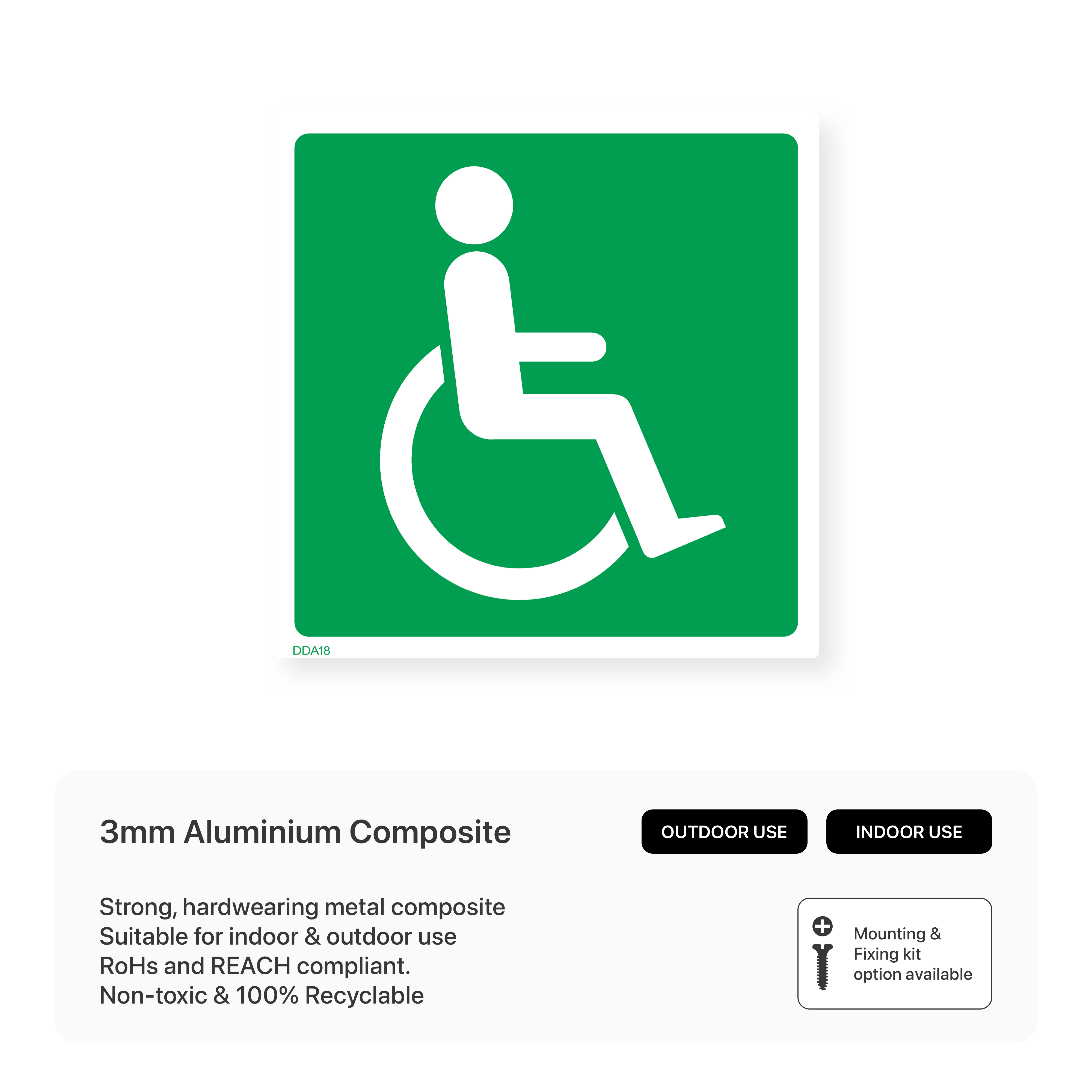 V Safety Behindertensymbol-Schild Aus Aluminium, 76 Mm Durchmesser, Mit Befestigung