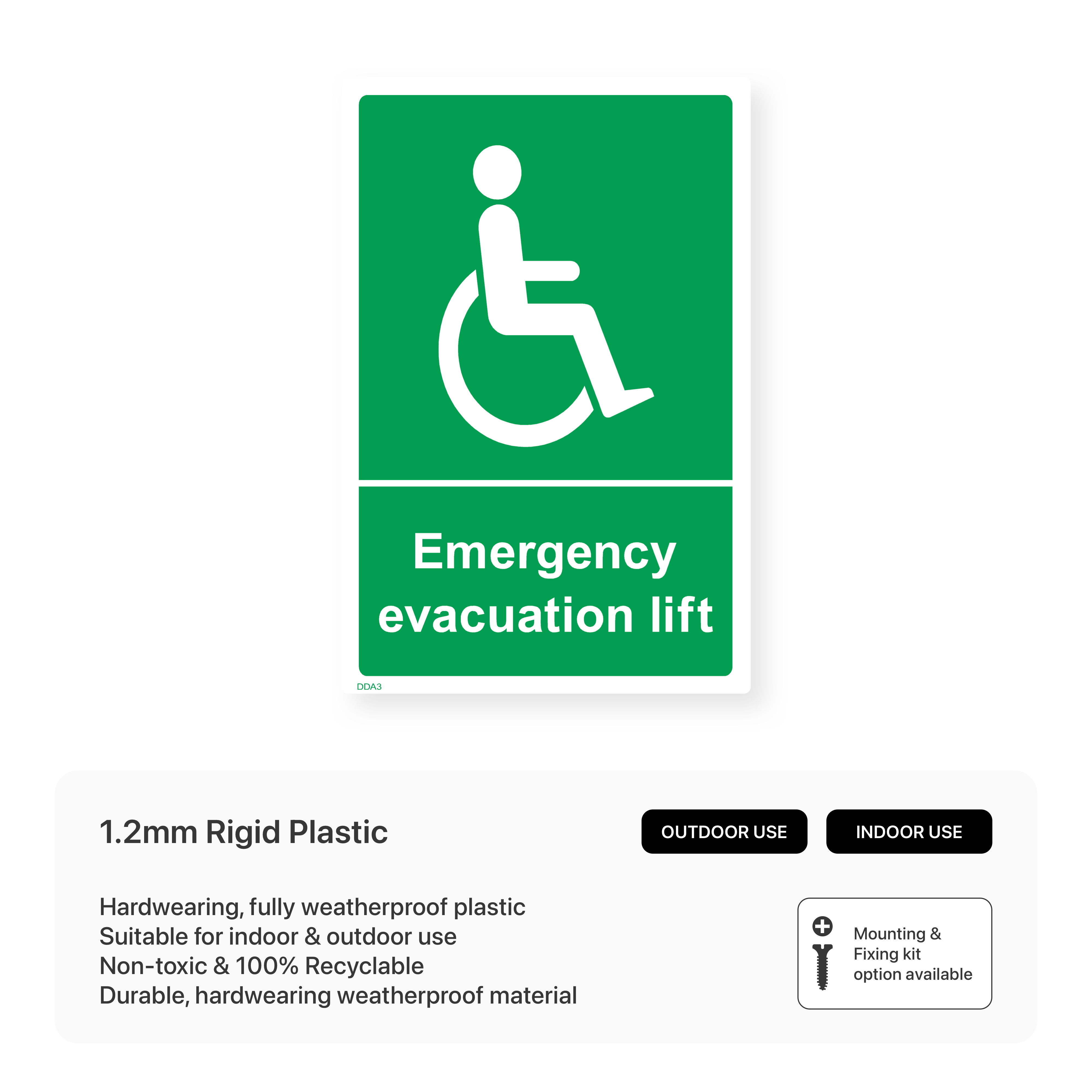 Emergency Evacuation Lift Sign – Safety Signs & Stickers