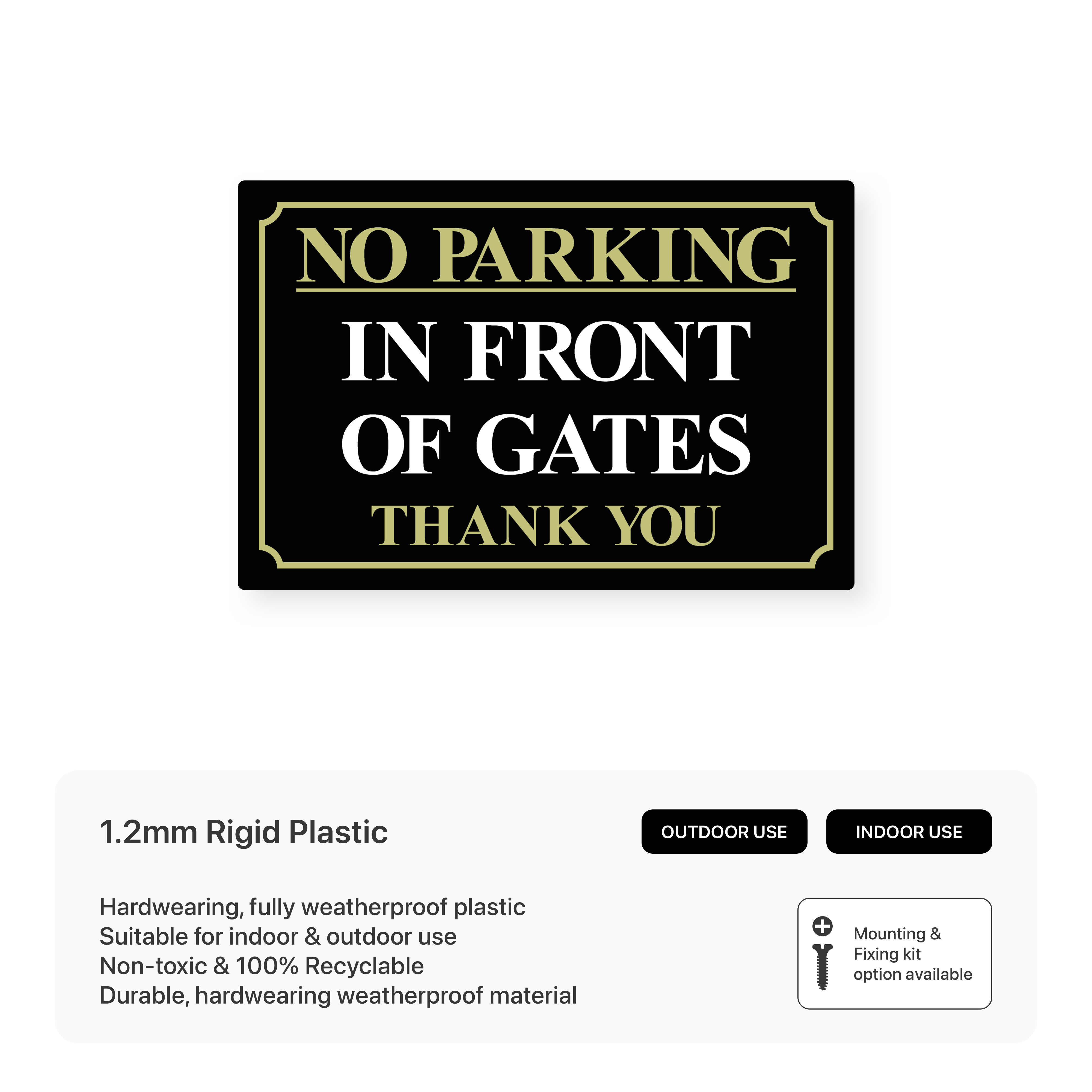 No Parking - In Front of Gates Sign – Safety Signs & Stickers