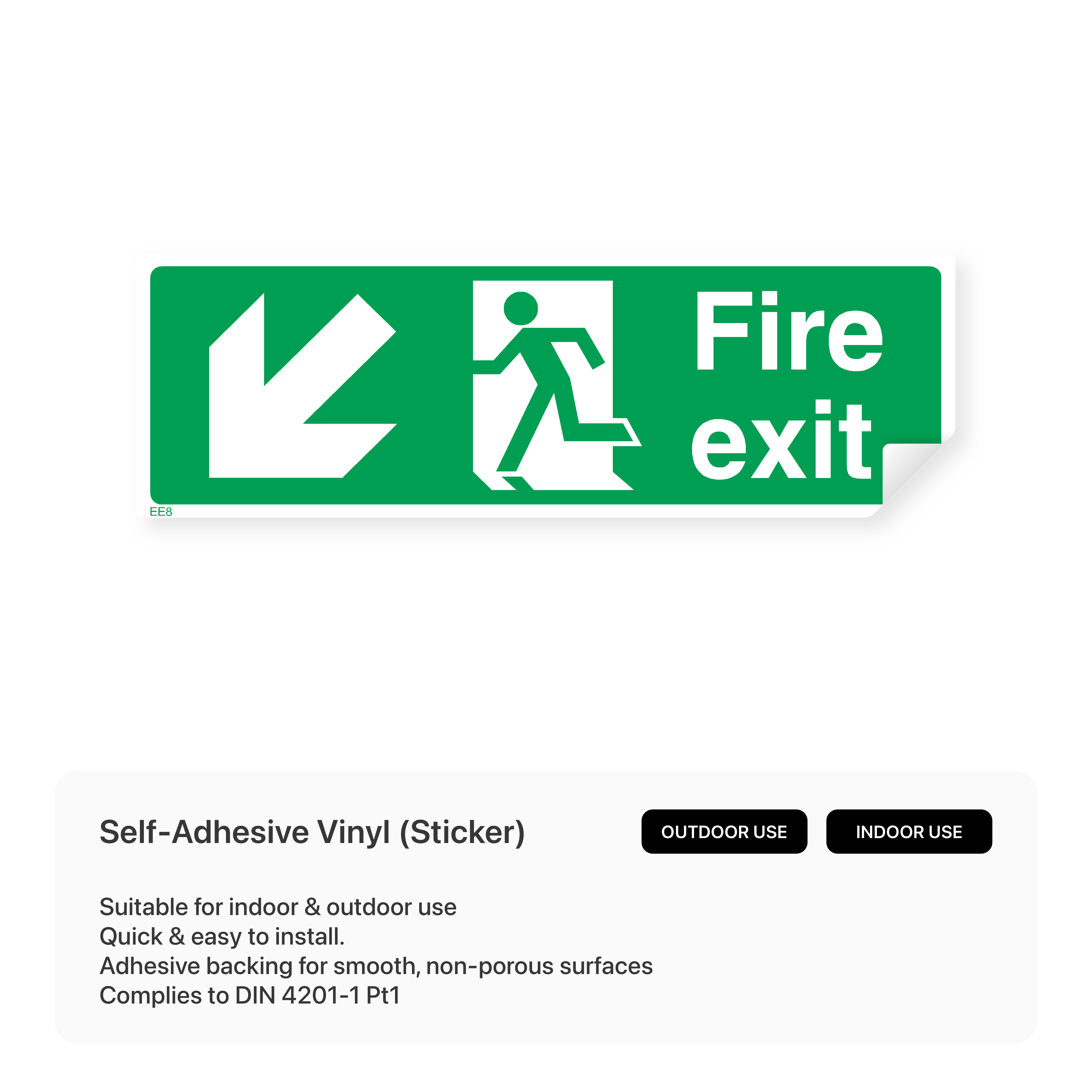 Vsafety Feuer Fluchtwegschild „Exit“ – Selbstklebend, 450x150 Mm, Grün/weiß, Nach EN ISO 7010