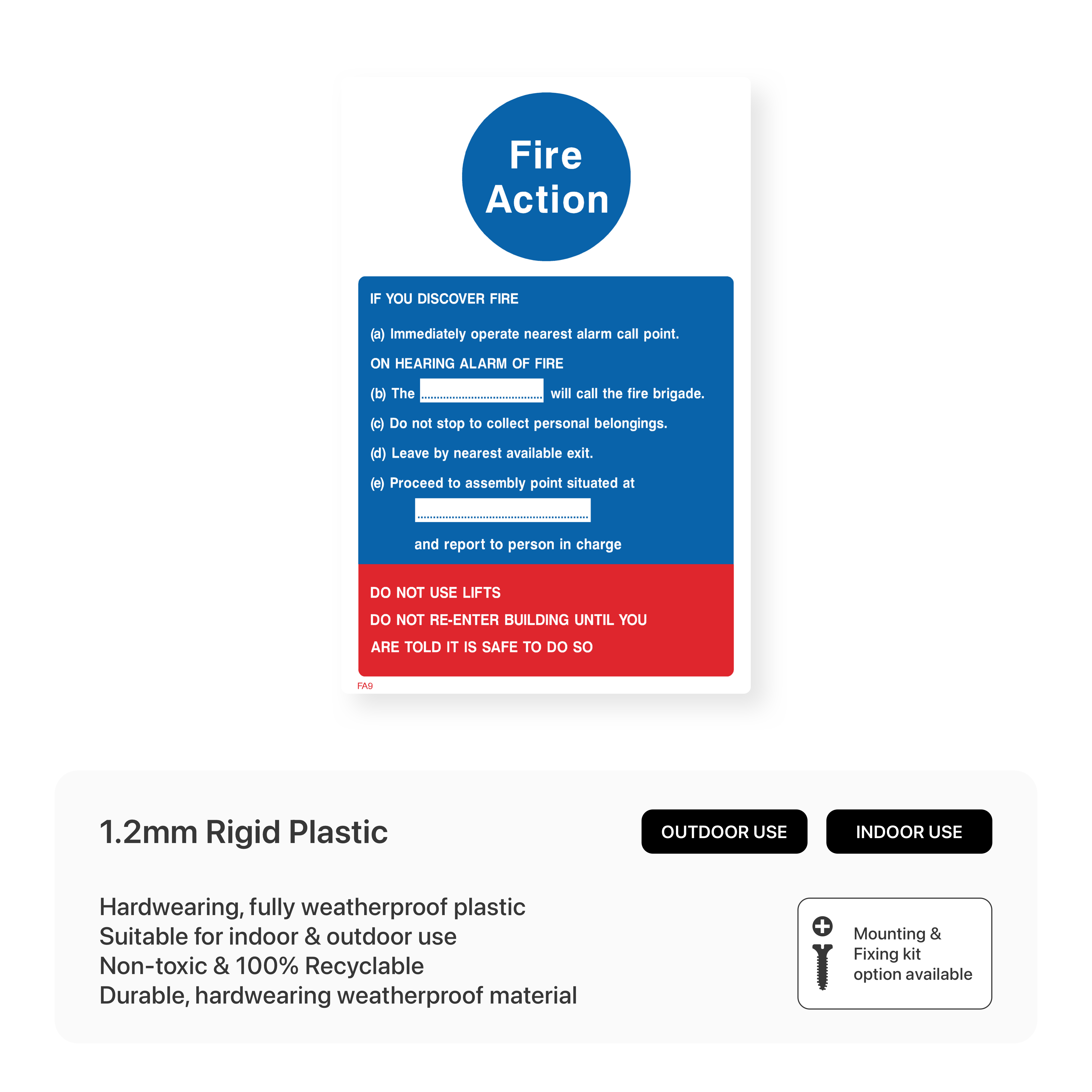 Fire Action - Operate Nearest Alarm Call Point Sign – Safety Signs ...