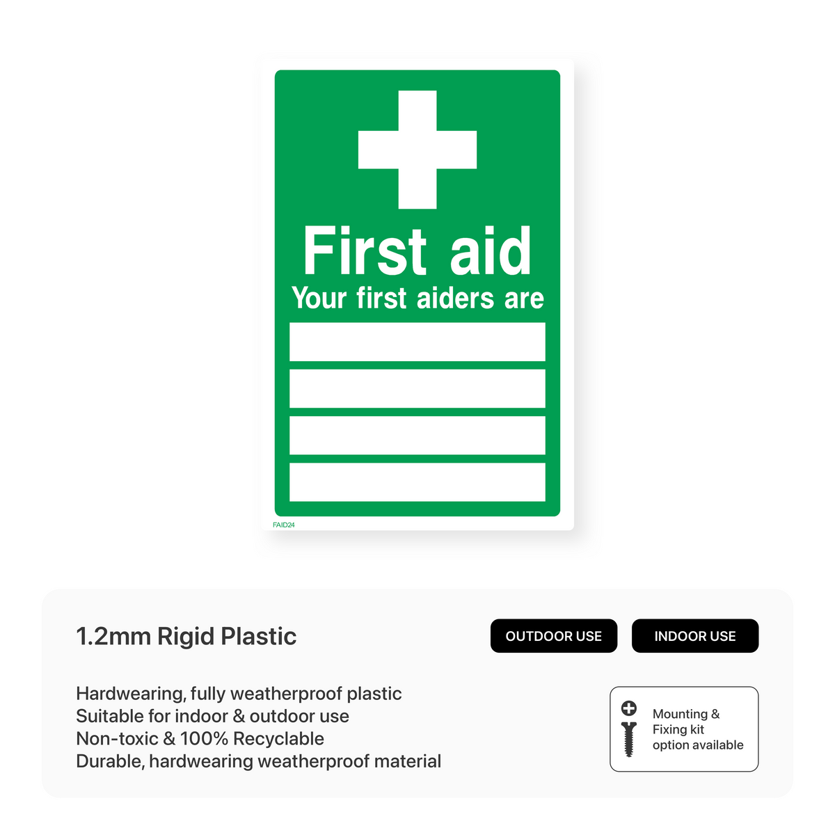 First Aiderers Sign First Aid - Your First Aiders Are Sign – Safety Signs & Stickers