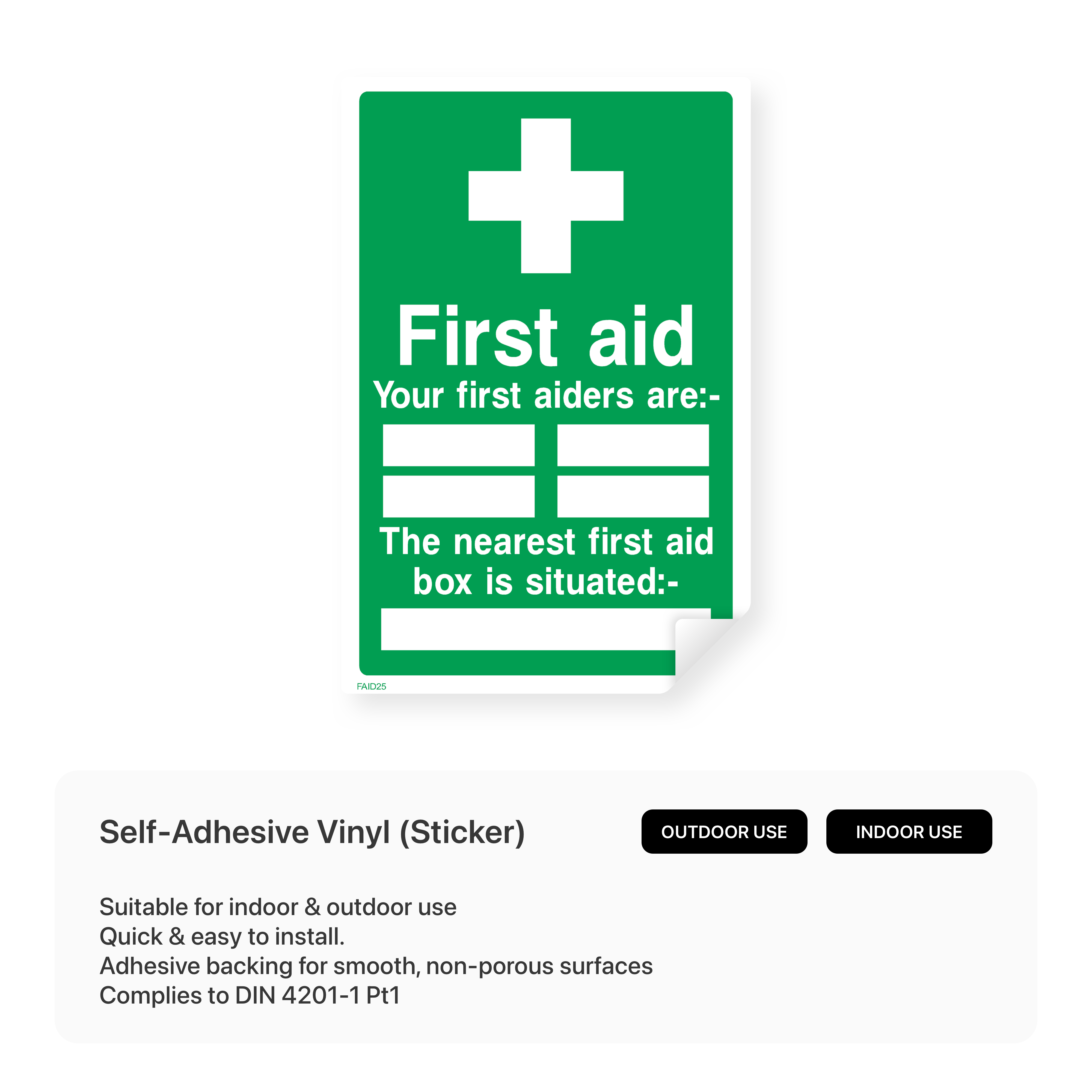 First Aid - Your First Aiders Are and First Aid Box Location Sign ...