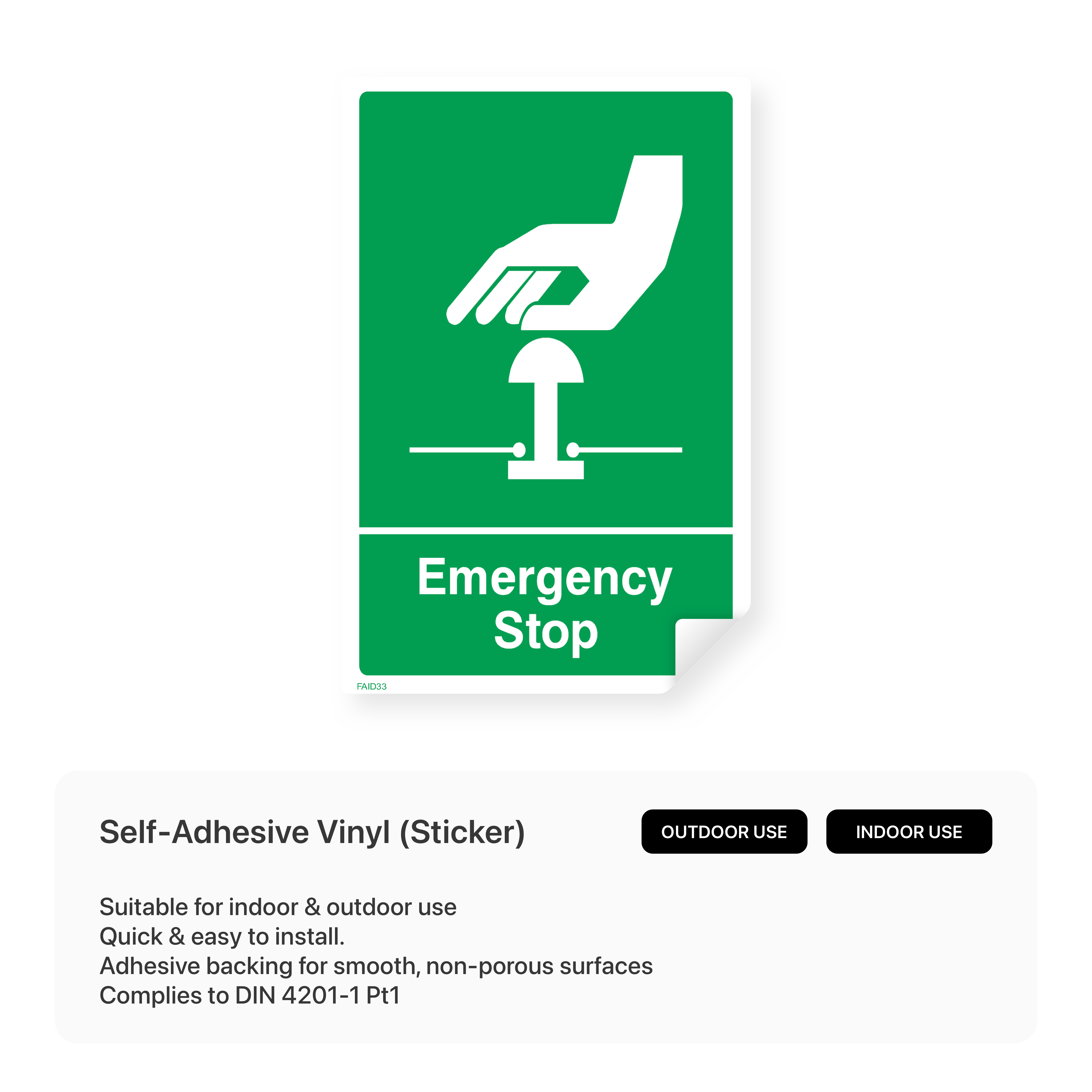 Emergency Stop - Green Sign – Safety Signs & Stickers