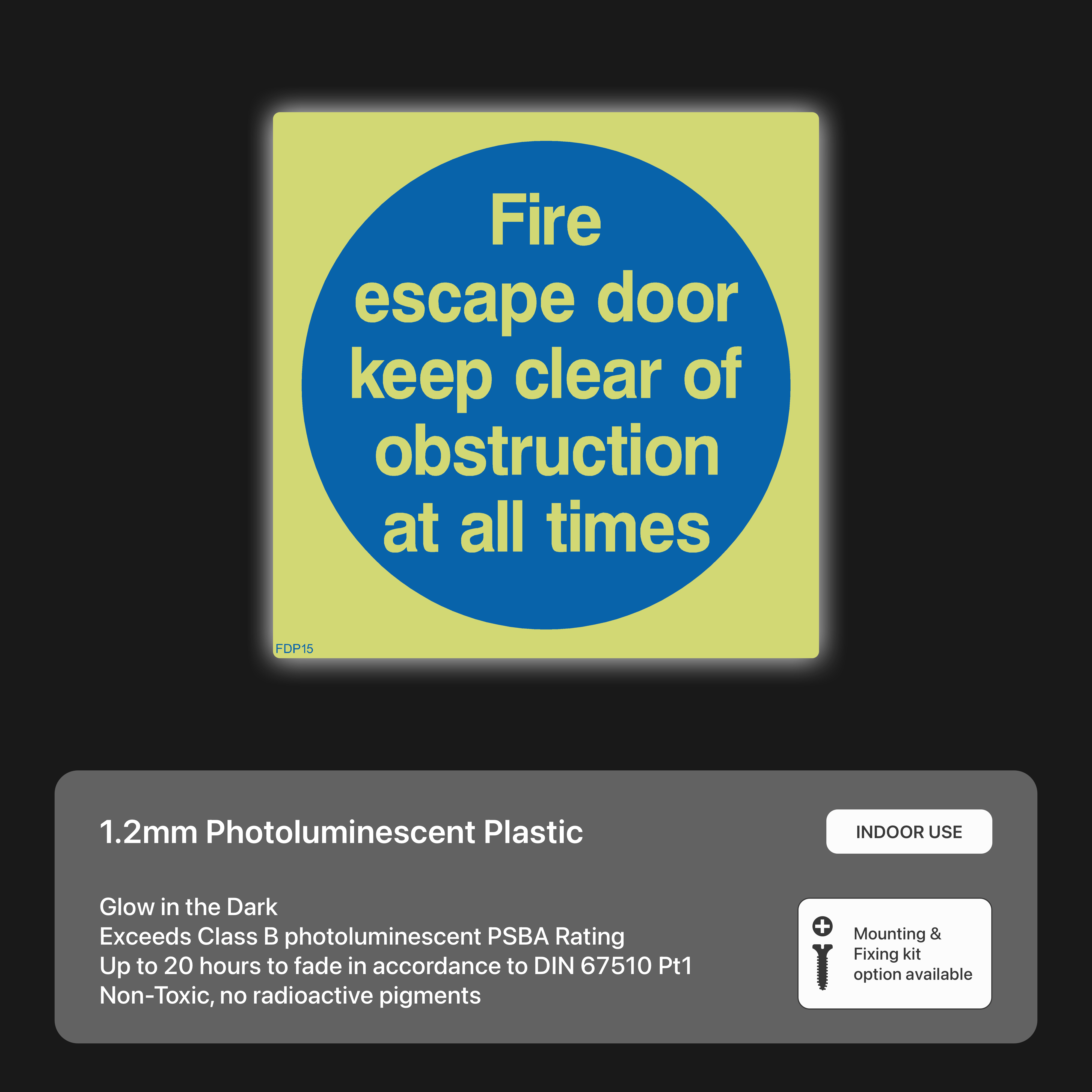 Fire Escape Door Keep Clear of Obstruction at All Times Sign – Safety ...