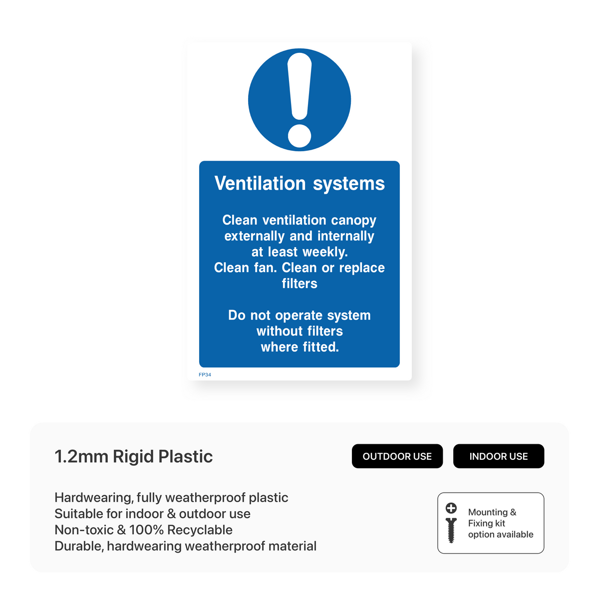 Fan Clean Sign Ventilation Systems Sign – Safety Signs & Stickers