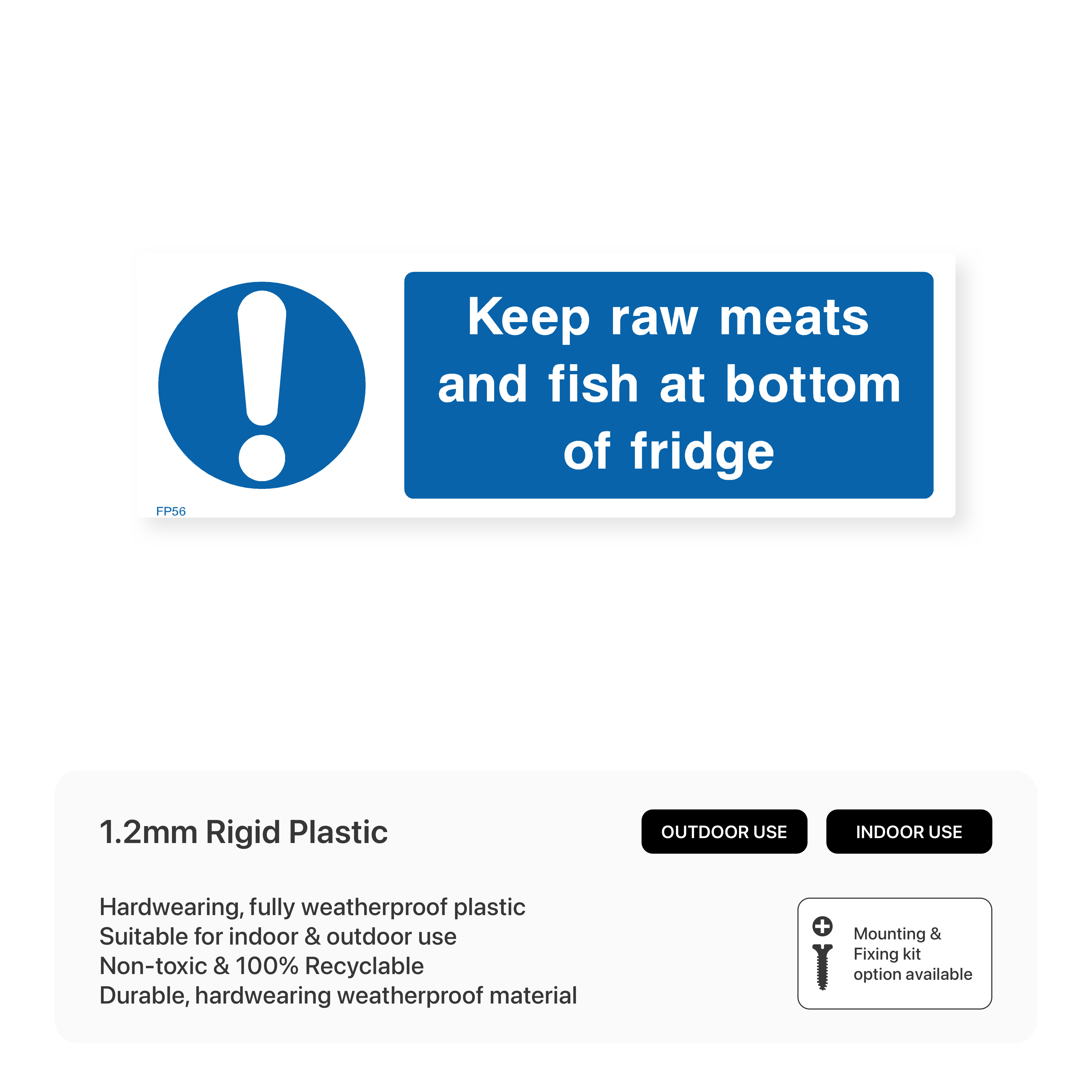 Keep Raw Meats and Fish at Bottom of Fridge Sign – Safety Signs & Stickers