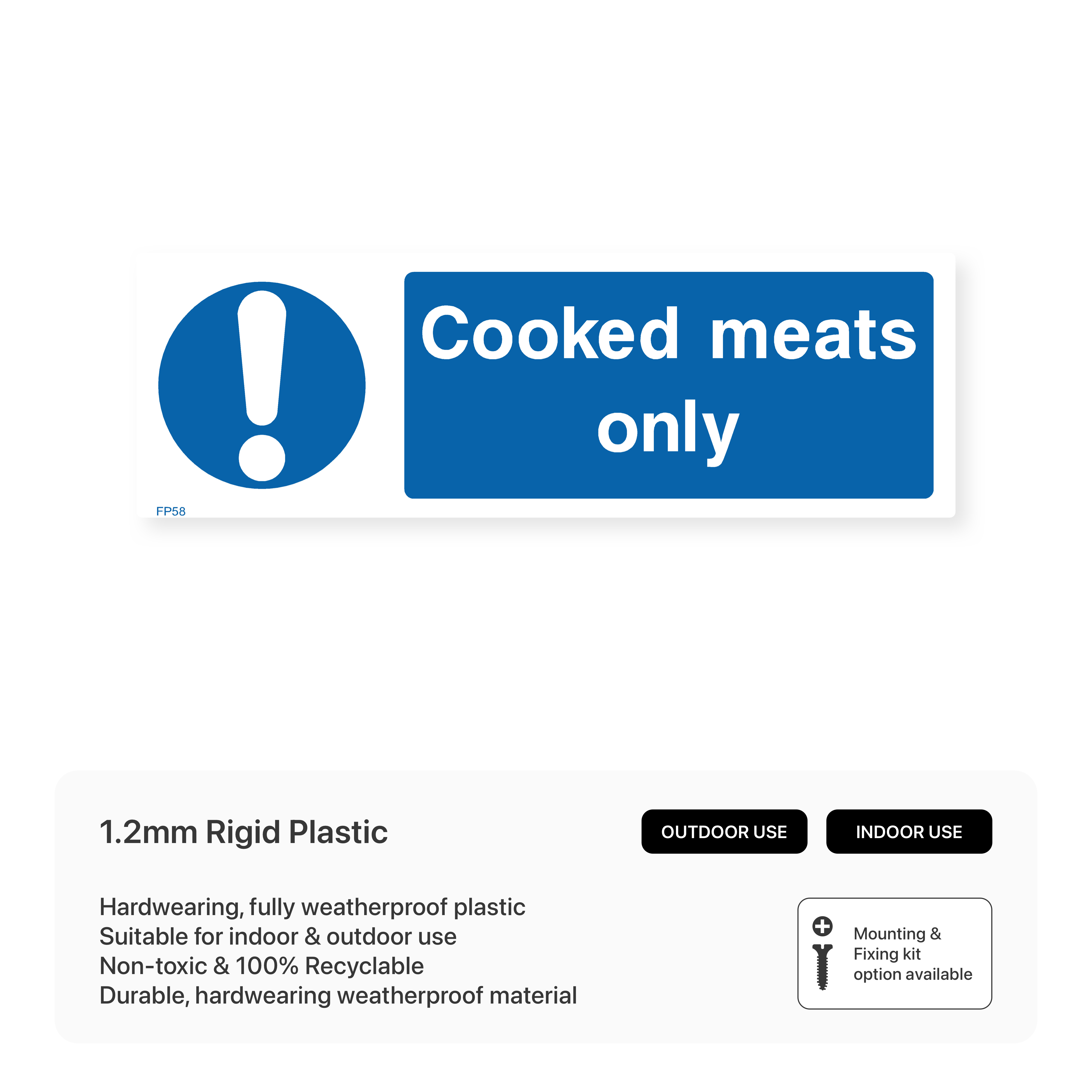 Cooked Meats Only Sign – Safety Signs & Stickers