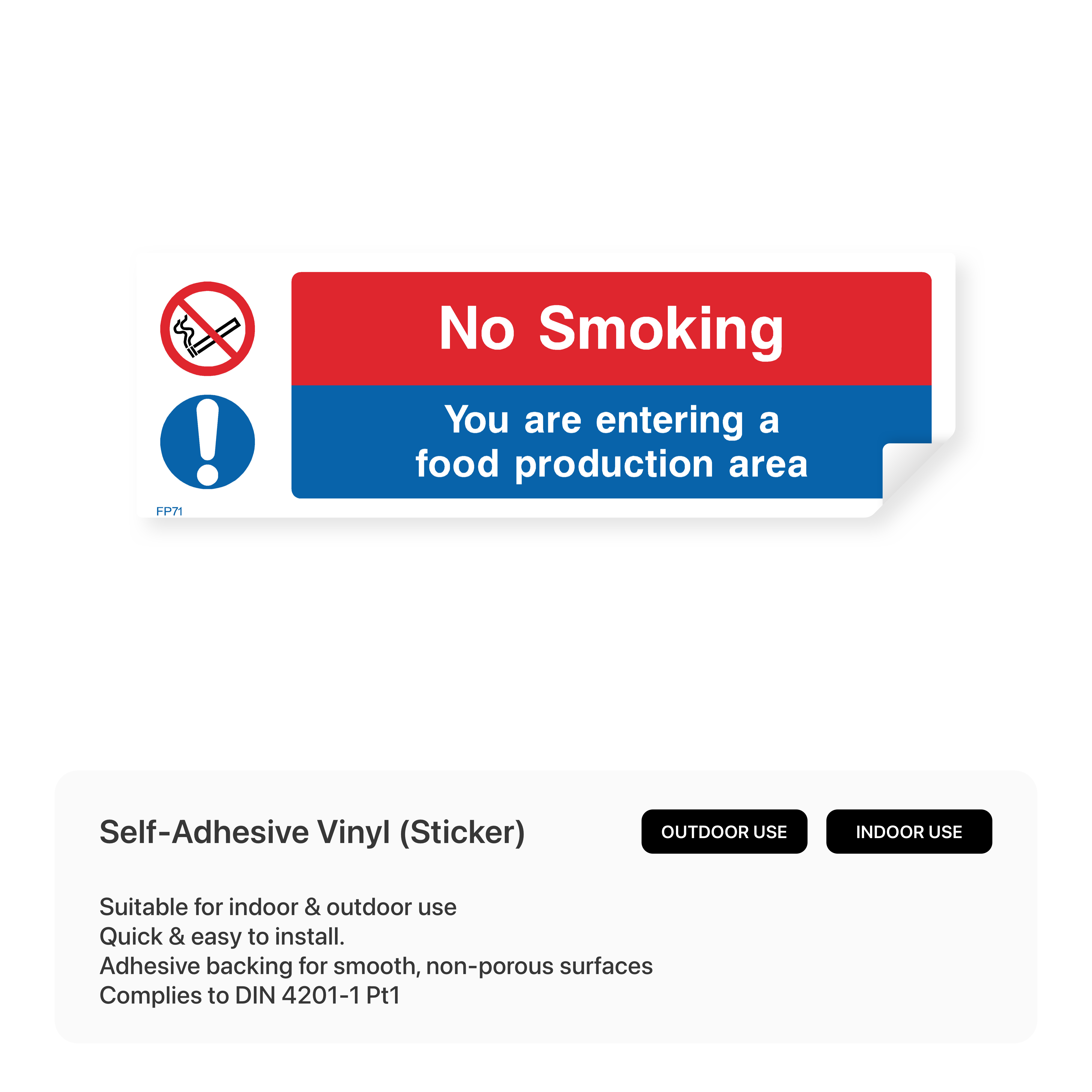 No smoking sign for food production area