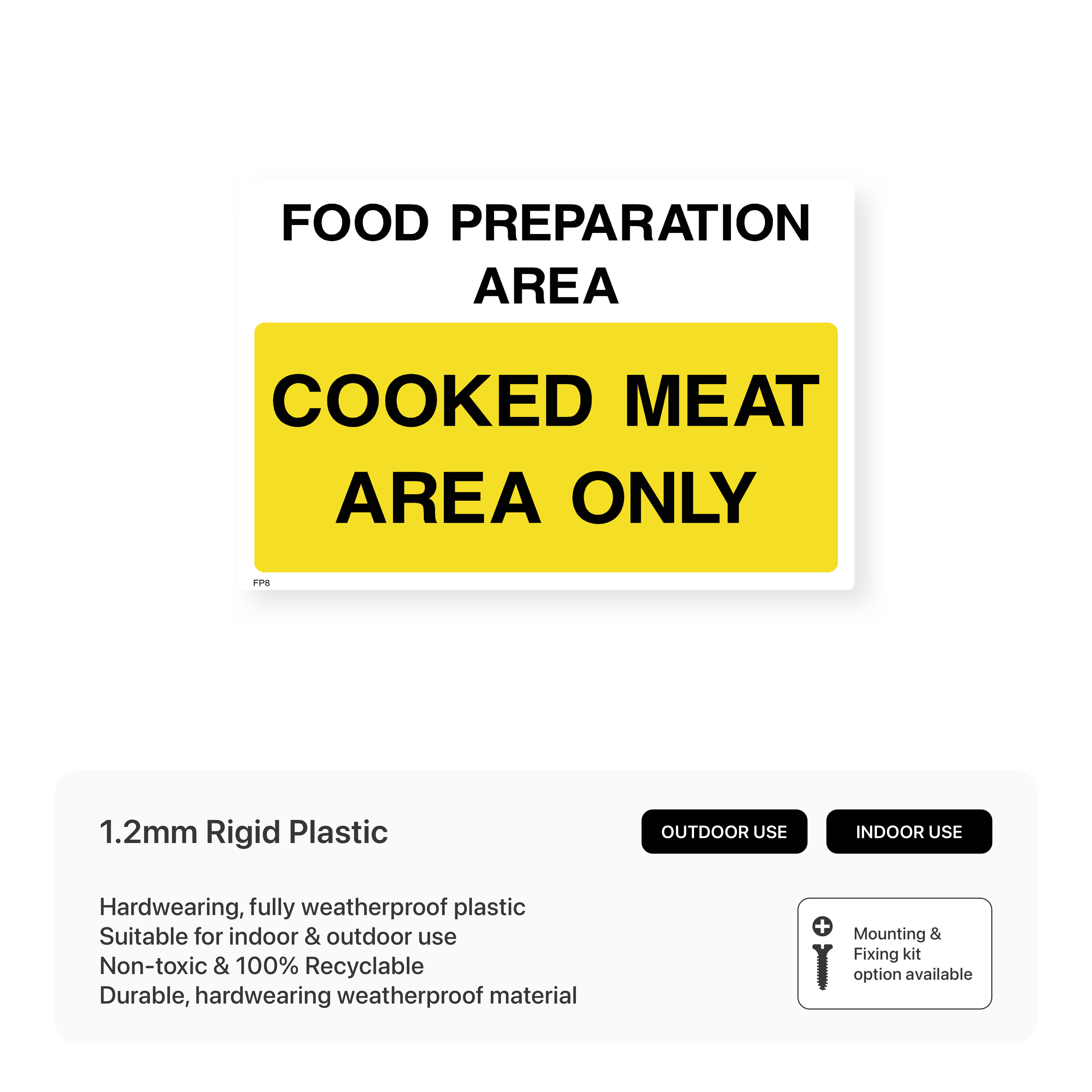 Cooked Meat Area Only Sign – Safety Signs & Stickers