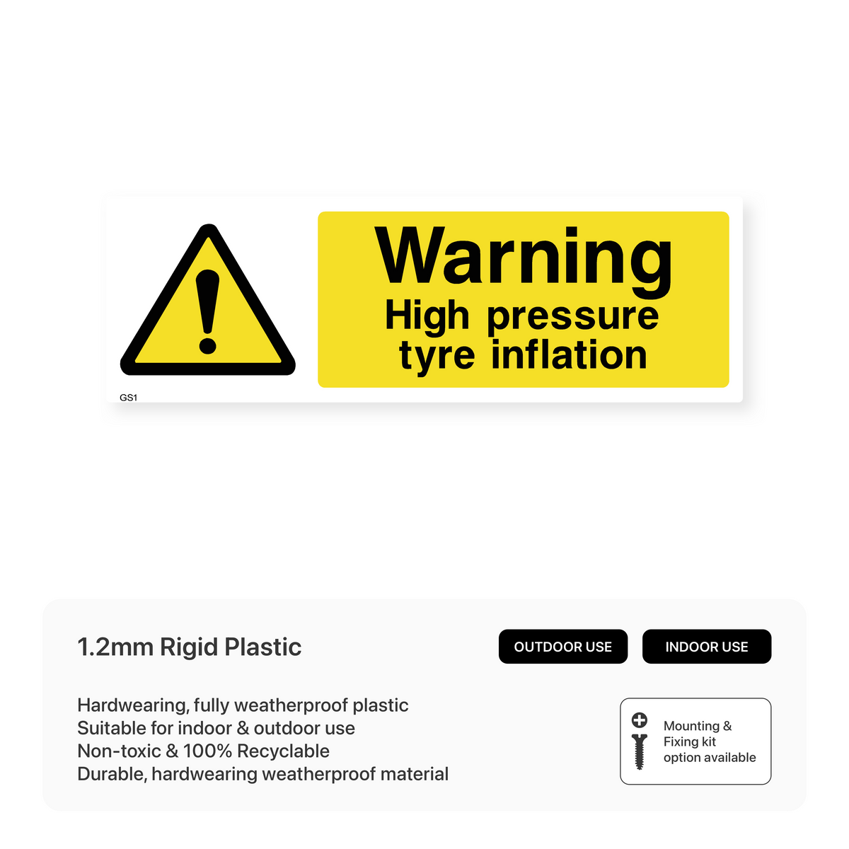 Warning Inflation Sign Warning - High Pressure Tyre Inflation Sign – Safety Signs & Stickers