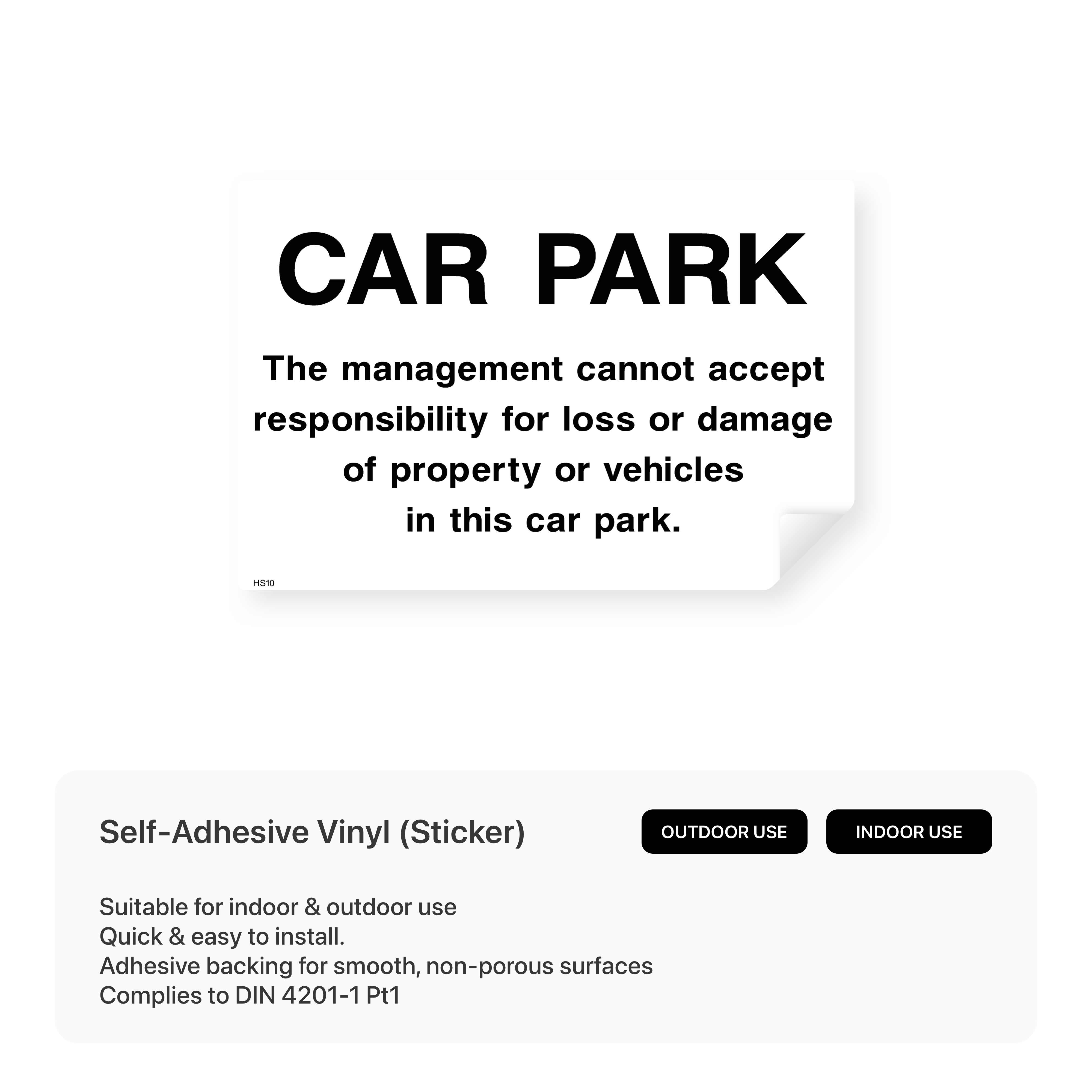 Car Park Disclaimer Sign. – Safety Signs & Stickers
