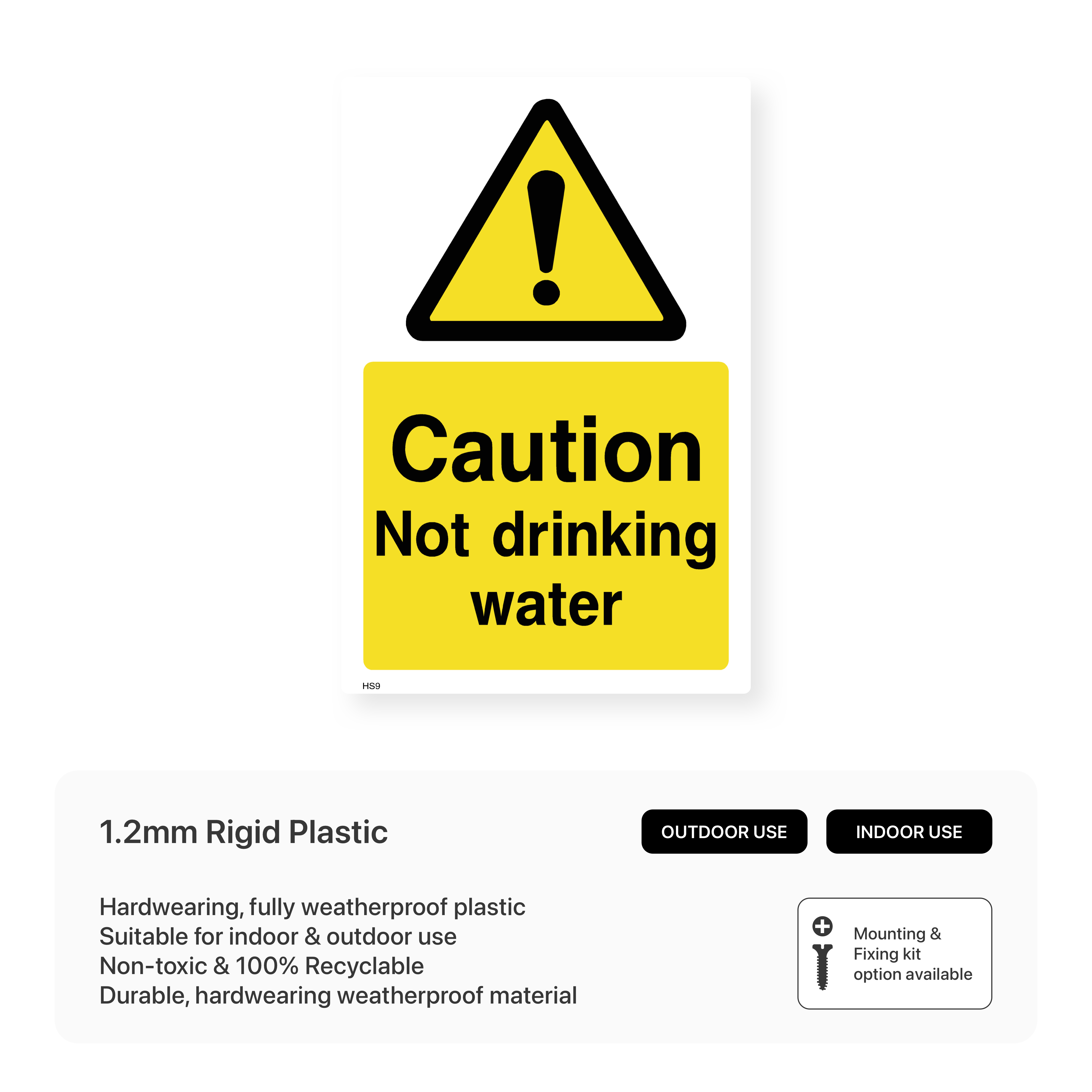 VSafety Warnschild „Not Drinking Water“ – 300x100 Mm, Kunststoff 1 Mm, Englische Aufschrift, Querformat