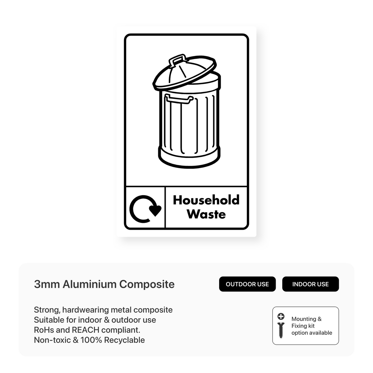 Household Waste Recycling - Portrait Sign – Safety Signs & Stickers
