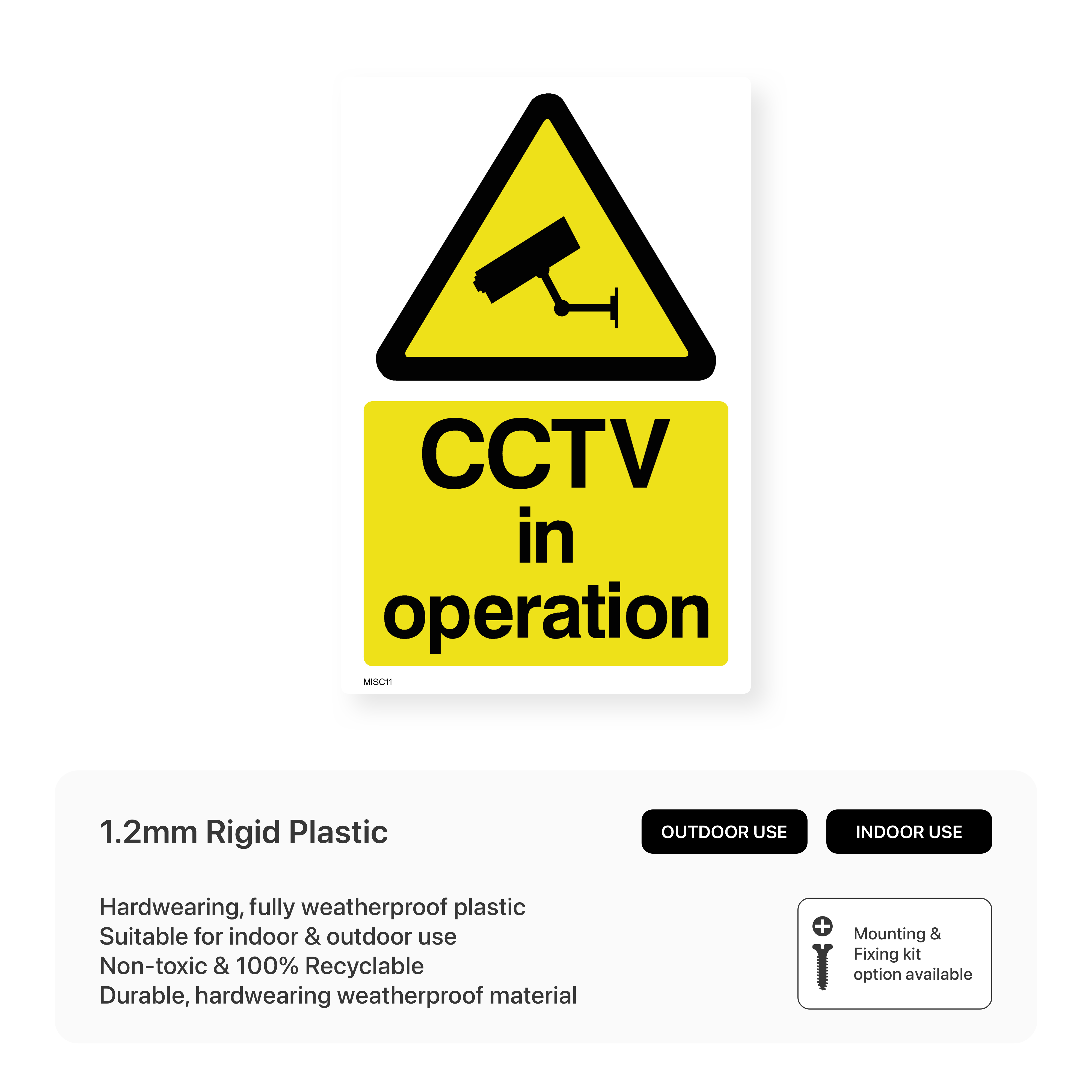 VSafety CCTV In Operation Warnschild – 450 X 150 Mm | Starrkunststoff, 1 Mm Dick | Videoüberwachung Hinweis