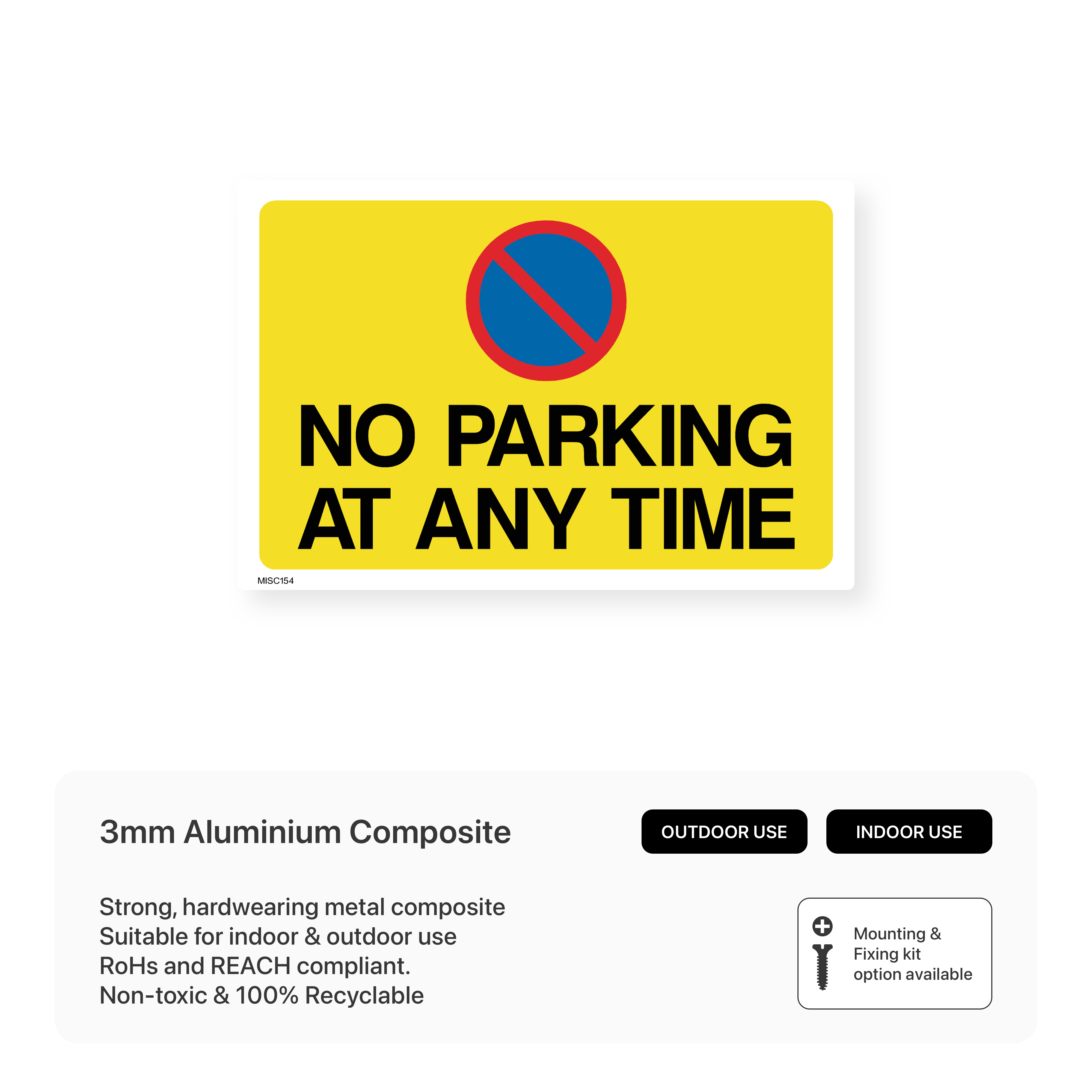 "No Parking Anytime" Schild - 35,6x25,4 Cm, Rostfreies Aluminium, Wetterfest, 2 Stück
