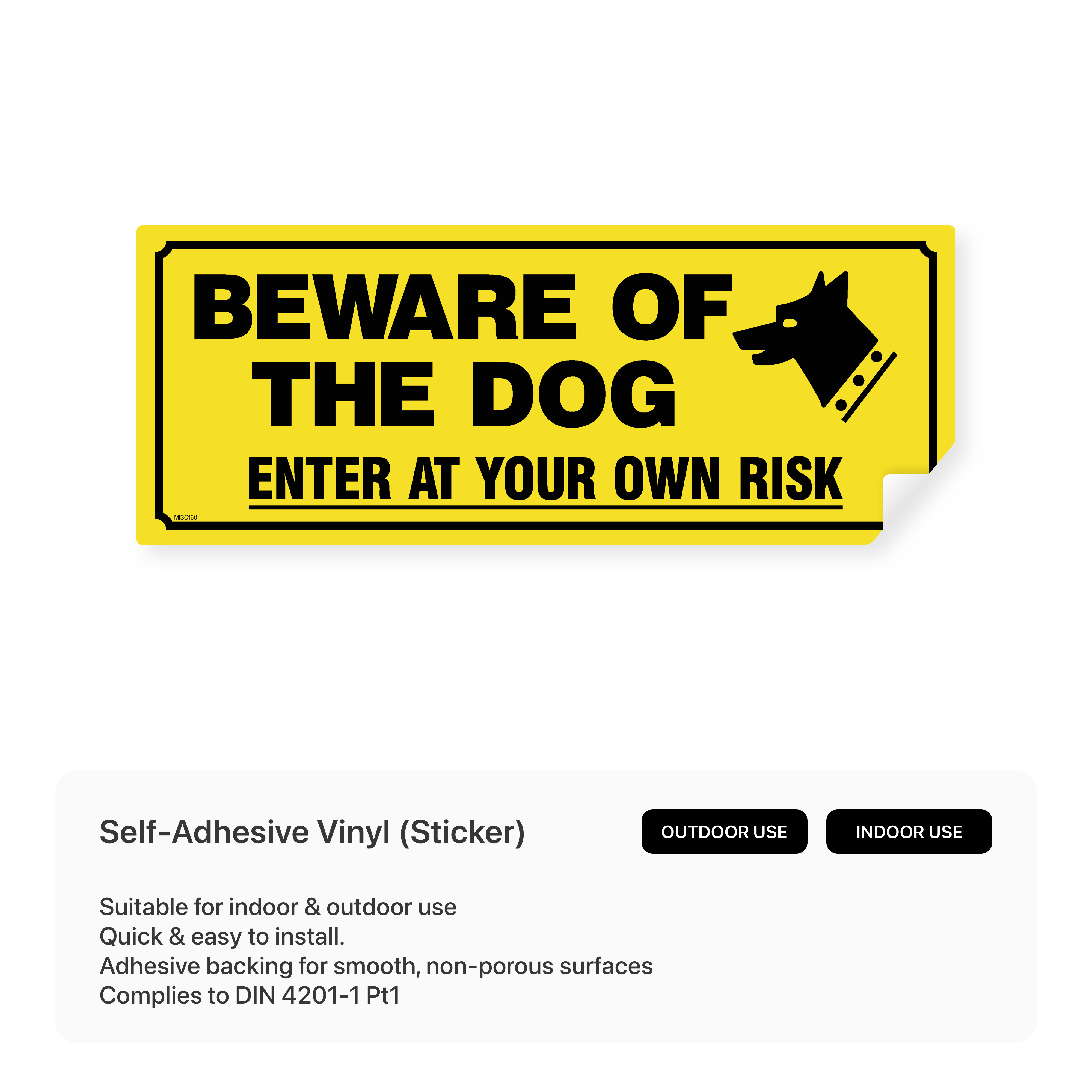 Beware Of The Dogs Sign – PVC Sticker, UK Made, Safety First Display LTD