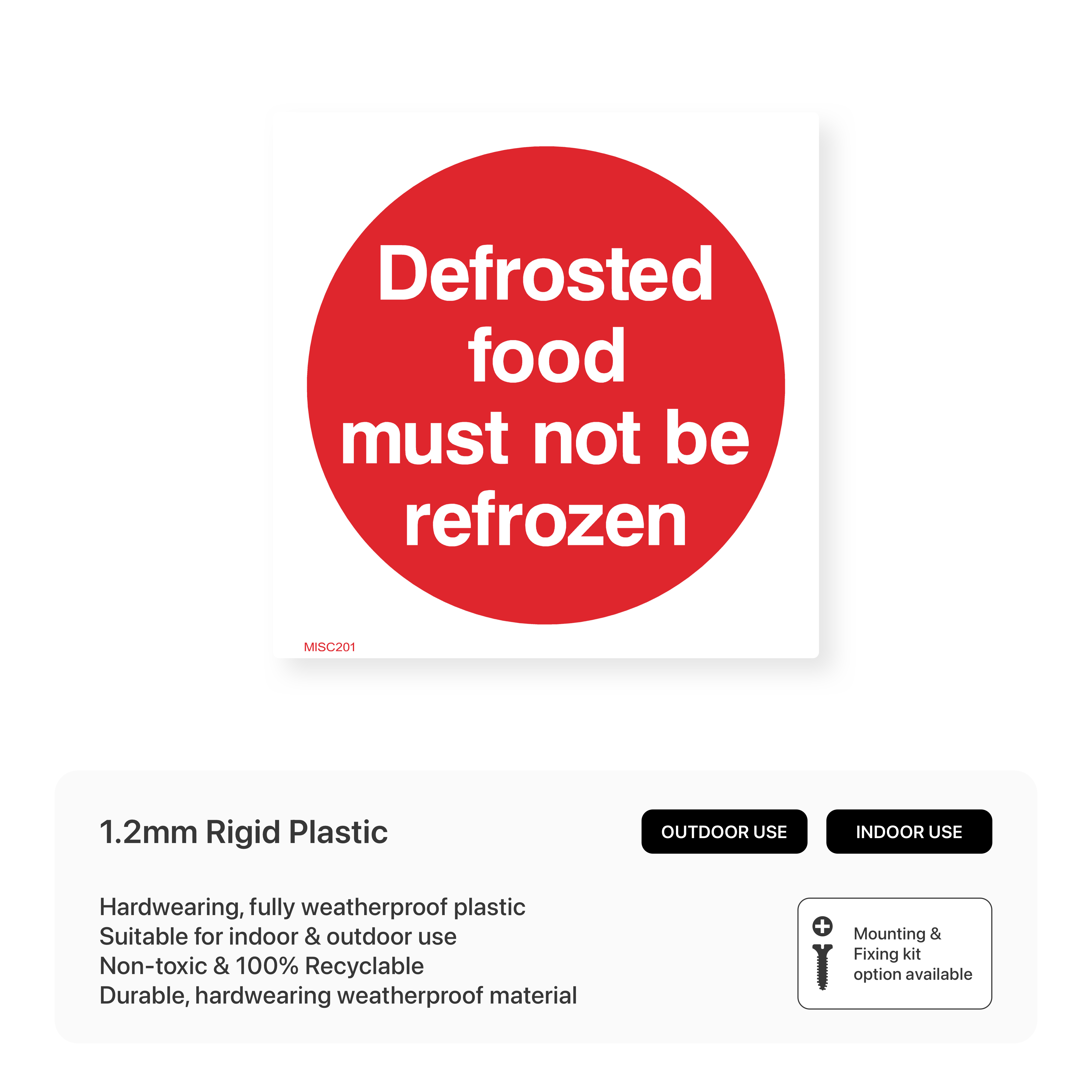 Defrosted Food Sign – Safety Signs & Stickers