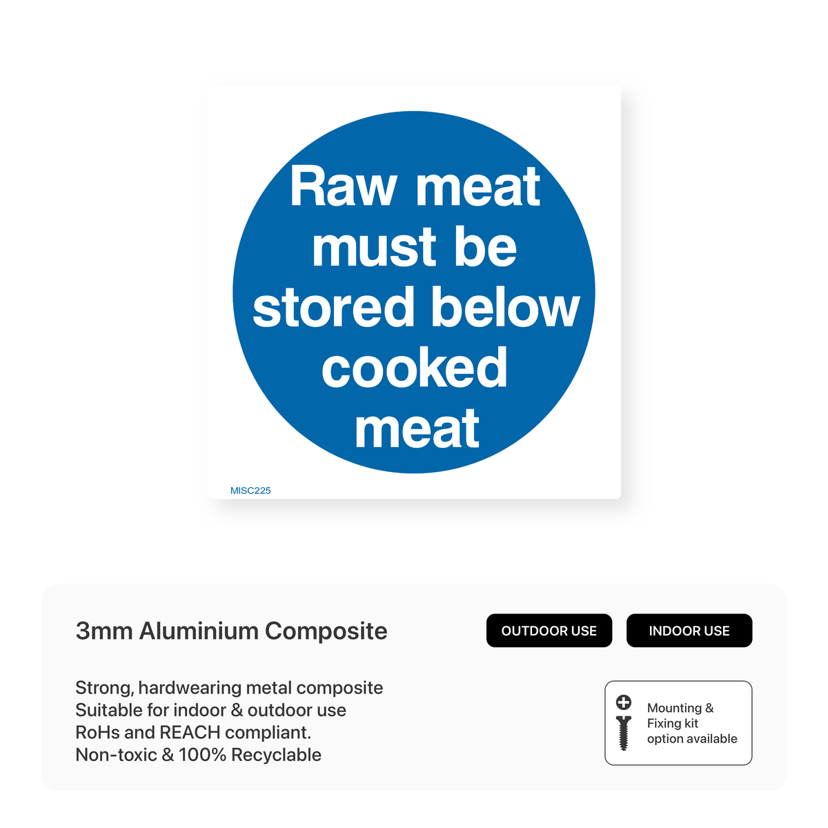 Sign Saying Meat Raw Meat Storage Sign – Safety Signs & Stickers