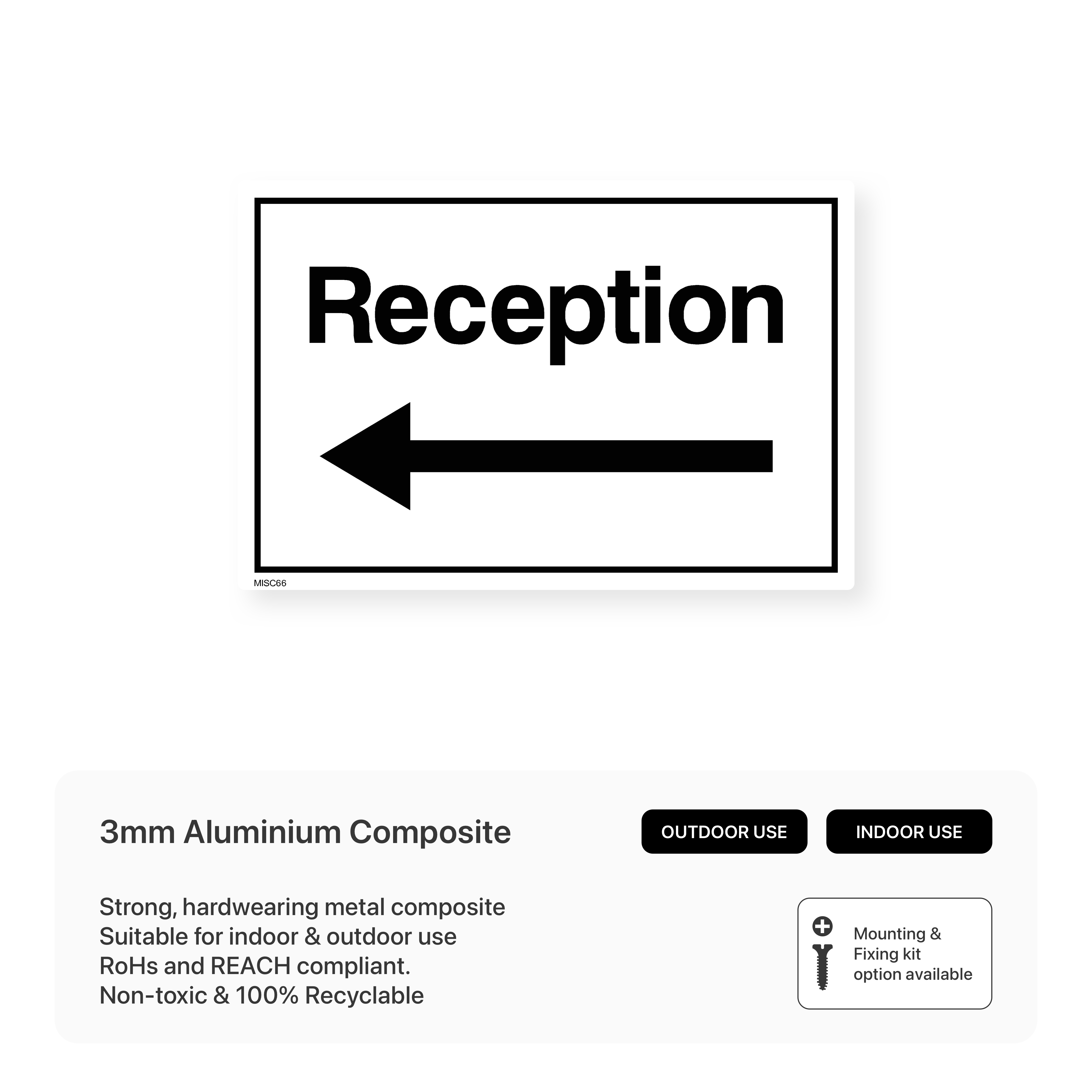 Reception Sign with Left Arrow – Safety Signs & Stickers