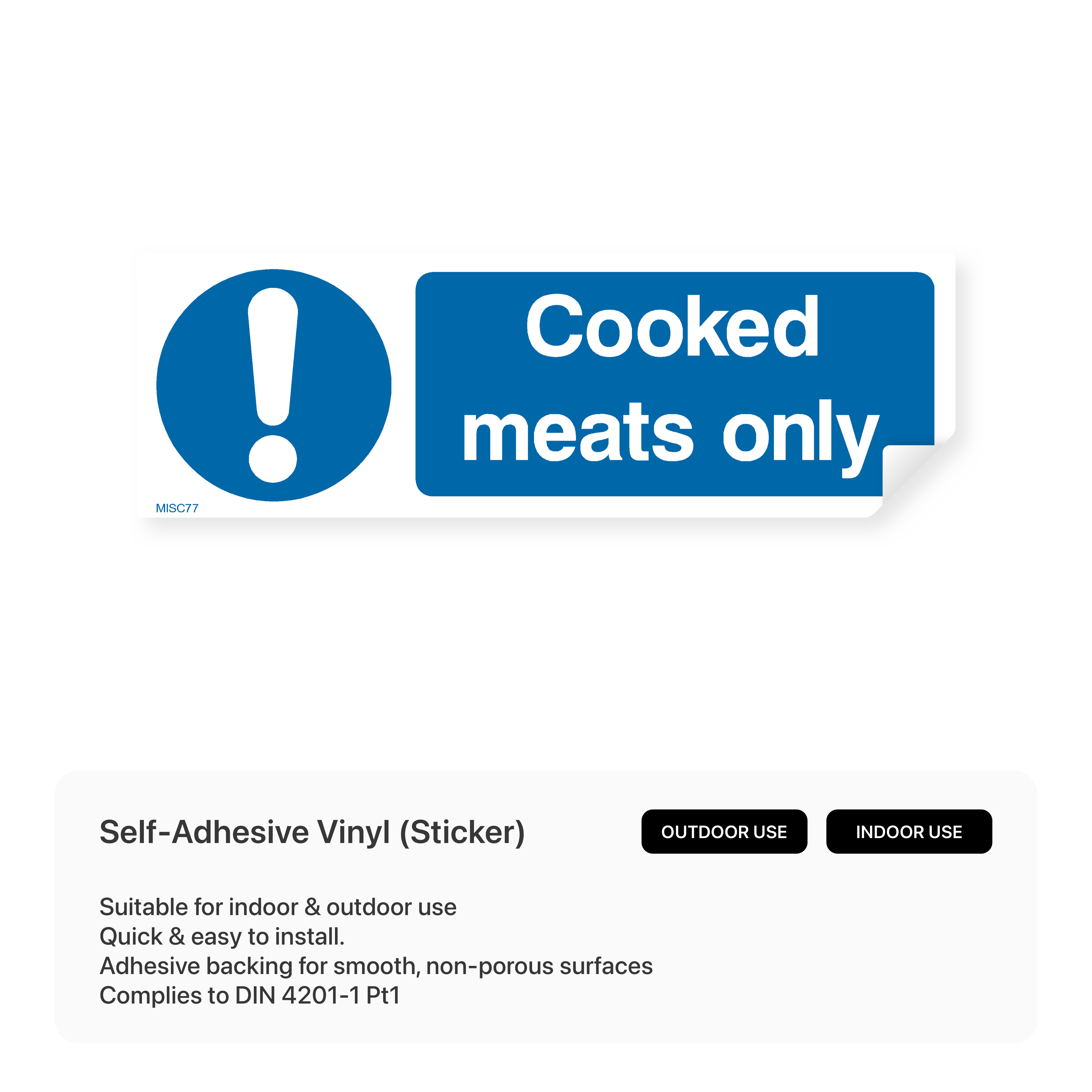 Cooked Meats Only Sign – Safety Signs & Stickers