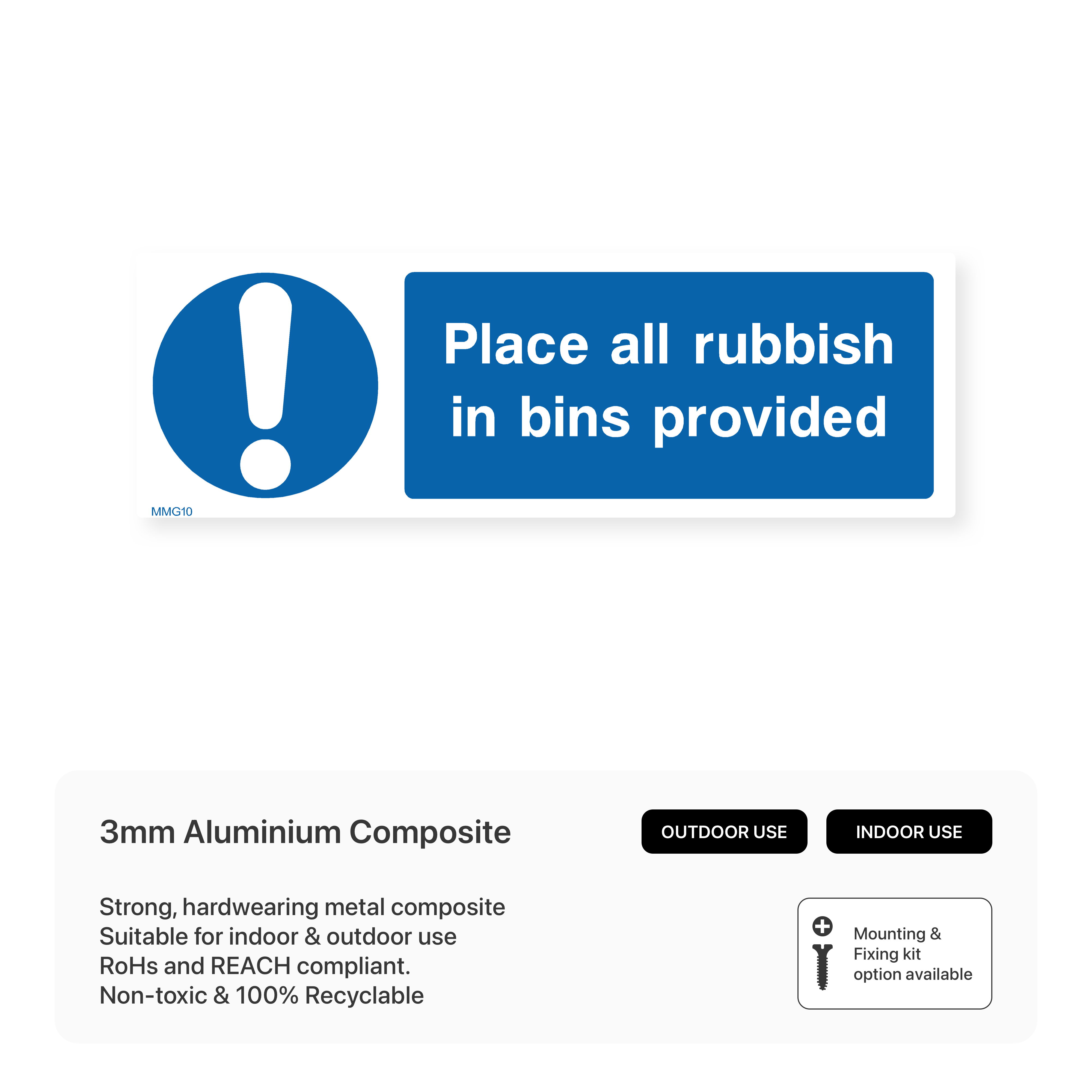Place All Rubbish in Bins Provided Sign – Safety Signs & Stickers