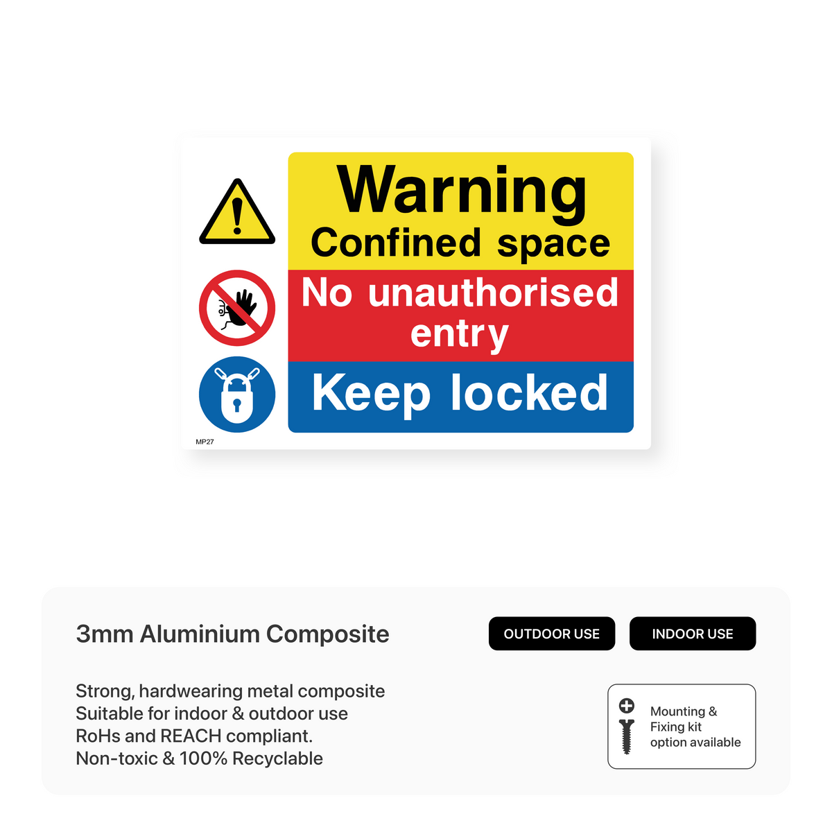 Prospit Space Sign Confined Space Warning: No Unauthorized Entry – Safety Signs & Stickers