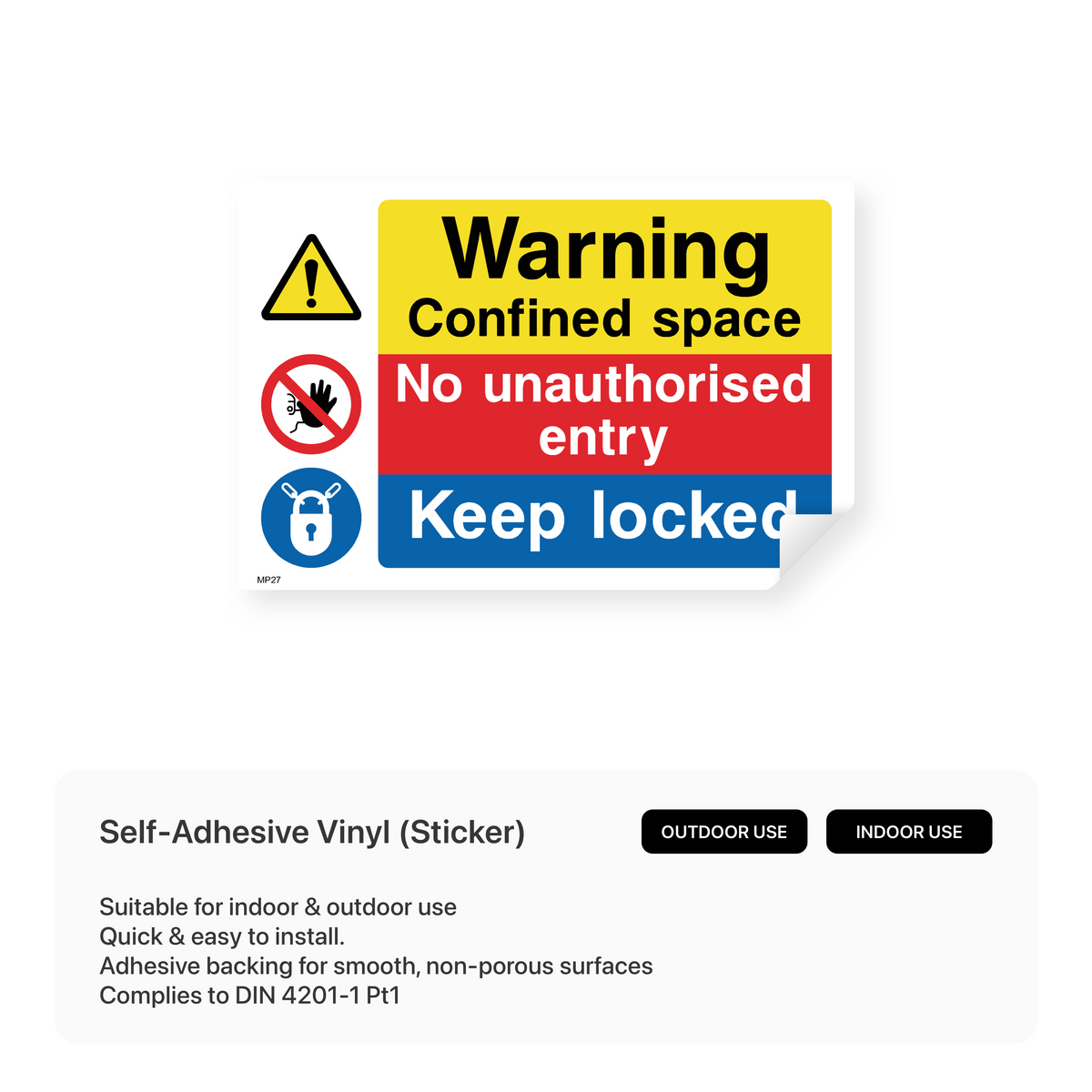 Unauthorised Sticker Confined Space Warning: No Unauthorized Entry – Safety Signs & Stickers