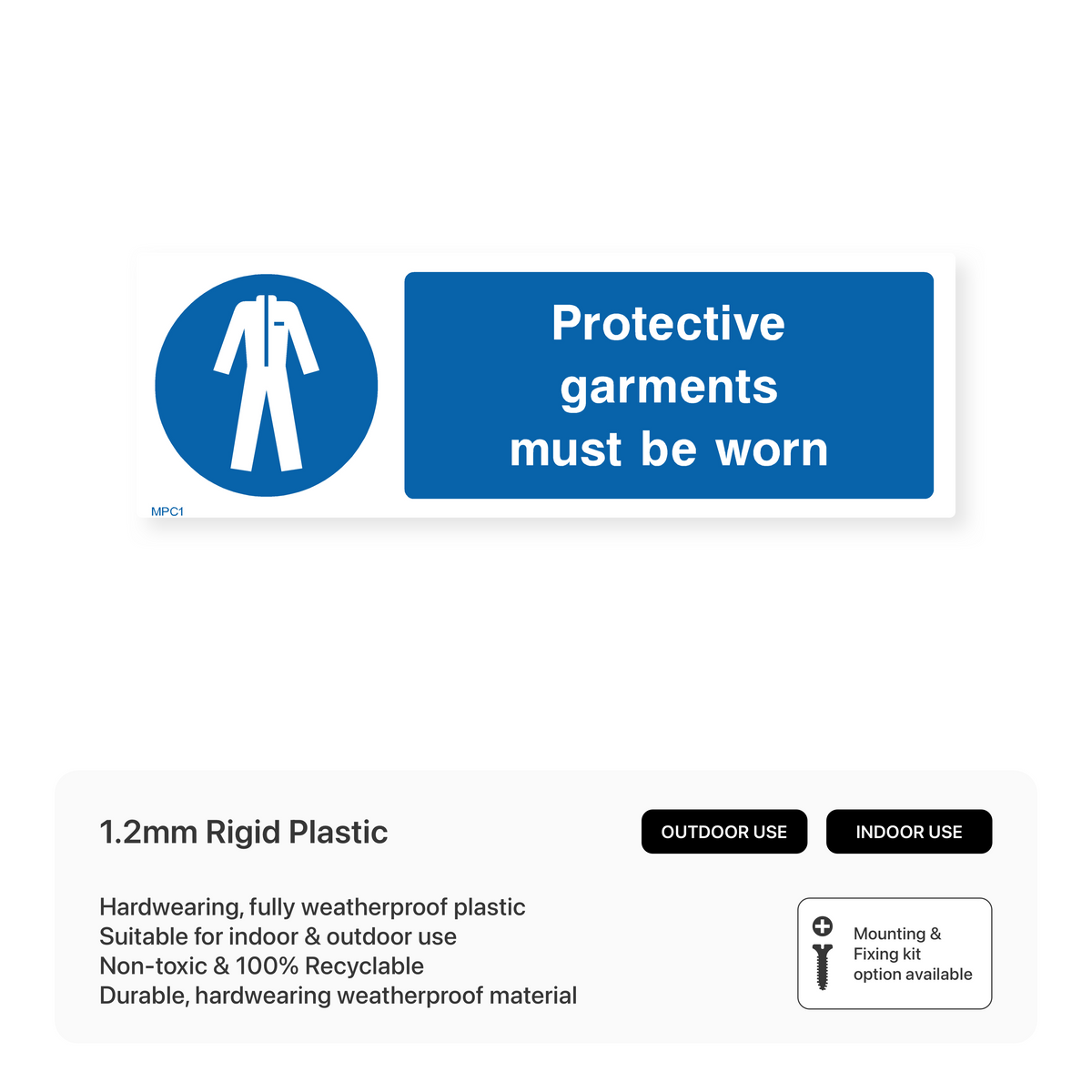 Rectangular Saefty Sign Protective Garments Must Be Worn Sign (Rectangle) – Safety Signs & Stickers