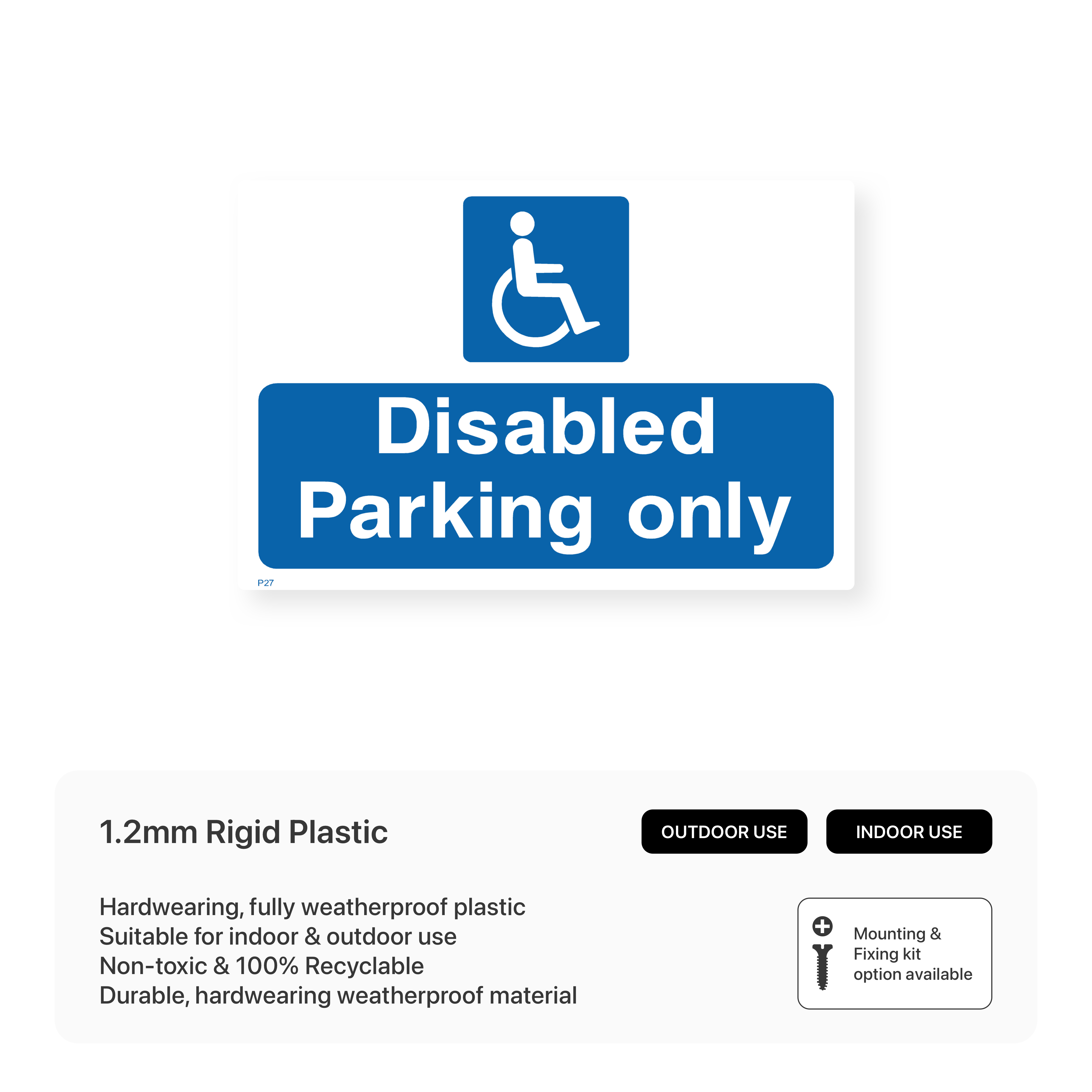 Disabled Parking Only Sign – Safety Signs & Stickers